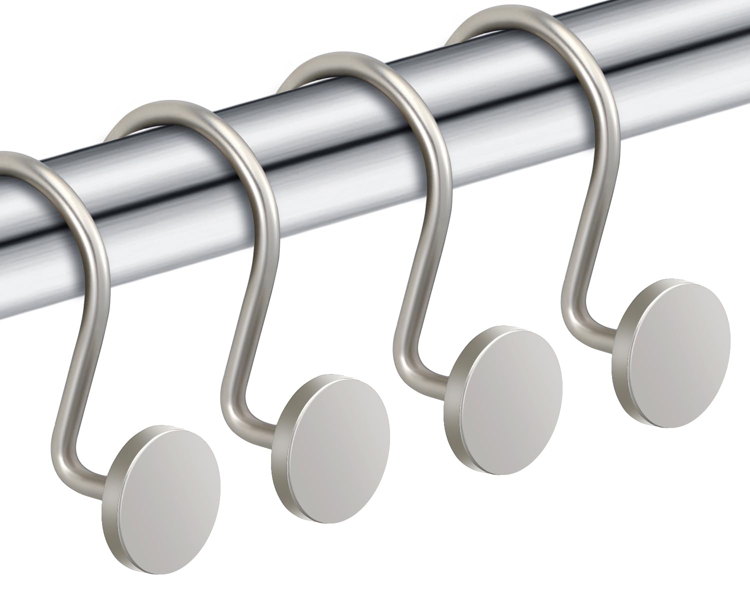 ZESLMG Rustproof Nickel Shower Curtain Hooks - 12 Pack Heavy Duty Metal Rings for Bathroom Shower Rods & Curtains | Decorative Round Hooks for Home, Hotel, and Spa Bathrooms