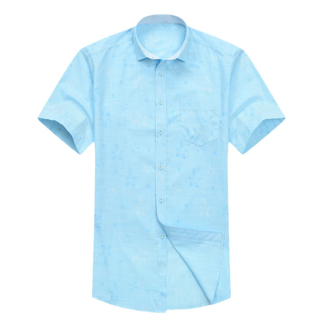 Men's Summer Casual Short Sleeve Printed Button Down Shirt - Lightweight Breathable Fabric for Outdoor Activities, Beach Vacations & Daily Wear