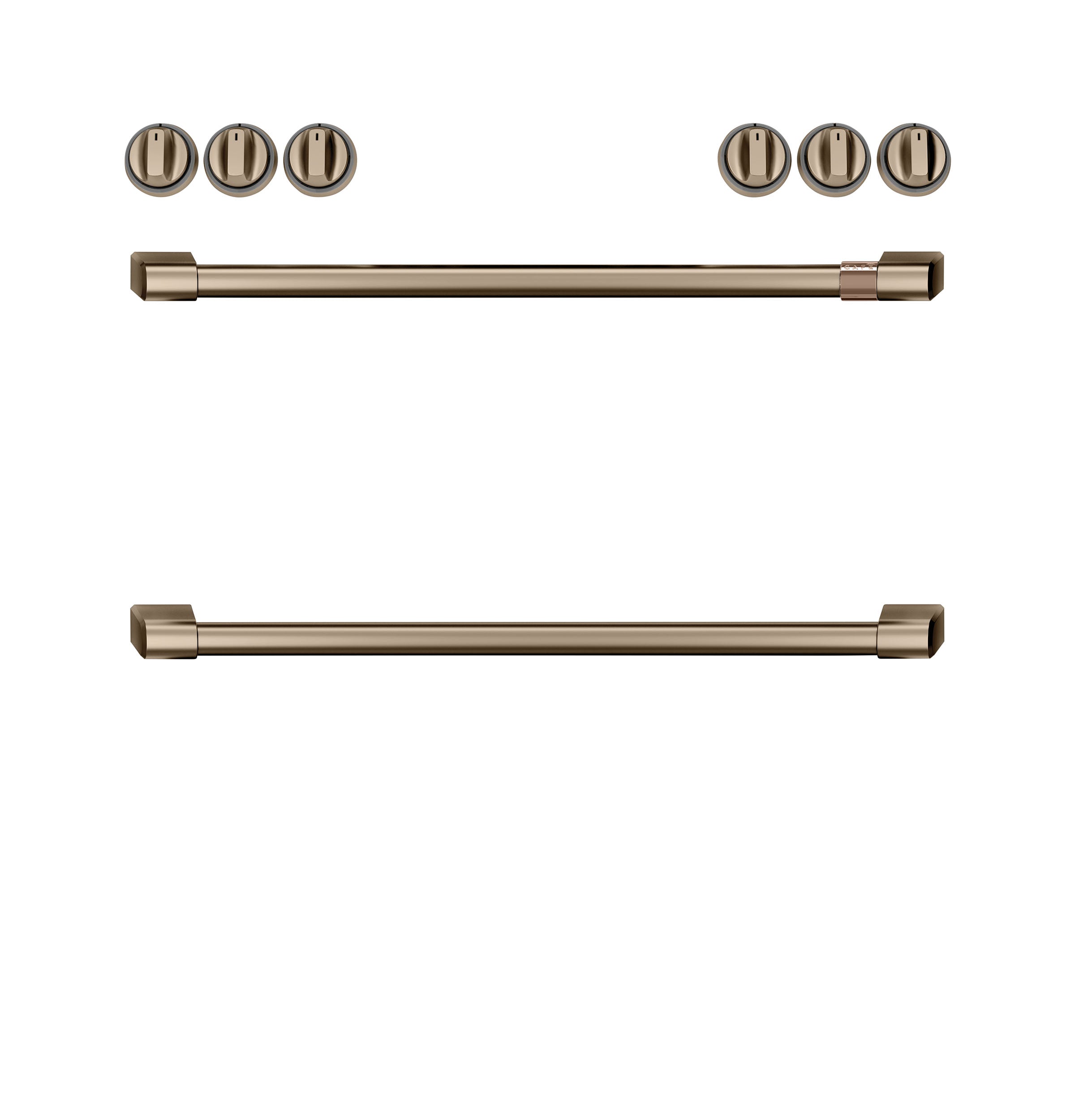 Premium Brushed Bronze Front Control Electric Knobs and Handles Set - Modern Kitchen Upgrade for Stoves, Ovens & Appliances - CXFCEHKPMBZ