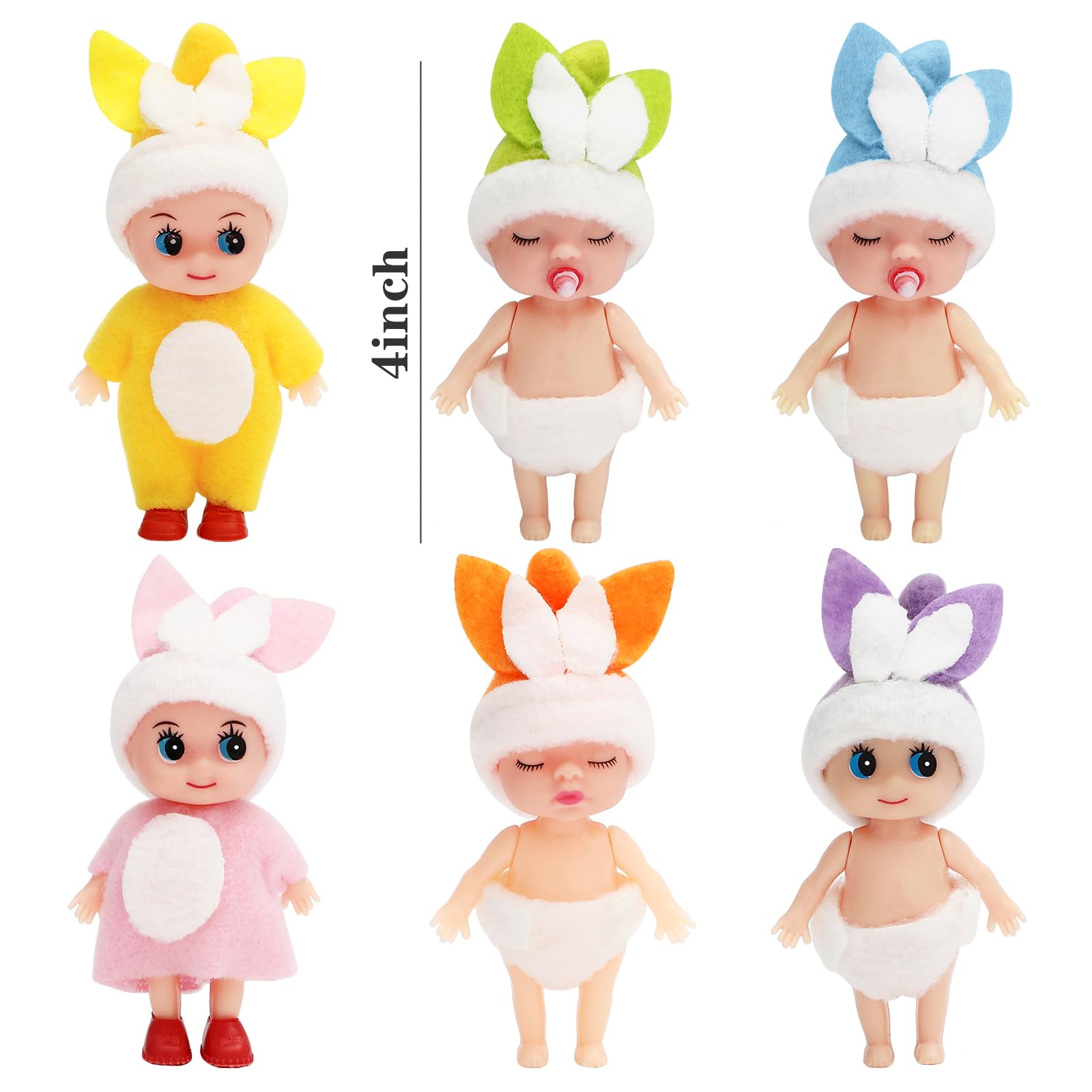 ONEST 6 Sets 4 Inch Mini Dolls for Girls - Cute Collectible Dolls with 6 Handmade Outfits | Perfect for Dollhouse, Birthday Gifts & Kids Pretend Play