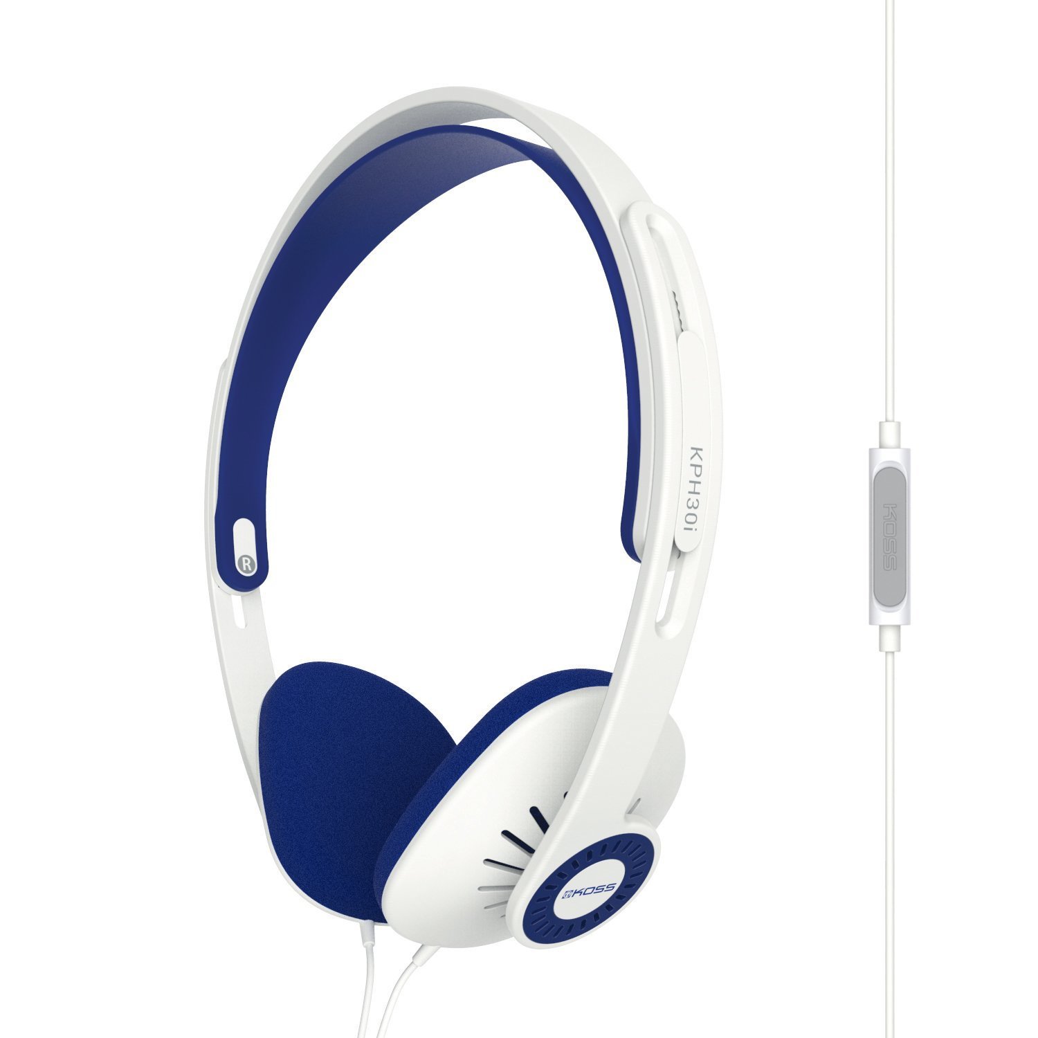 Koss KPH30iW HiFi On-Ear Headphones with Volume Control - White | Studio Monitoring, Gaming & Music Listening