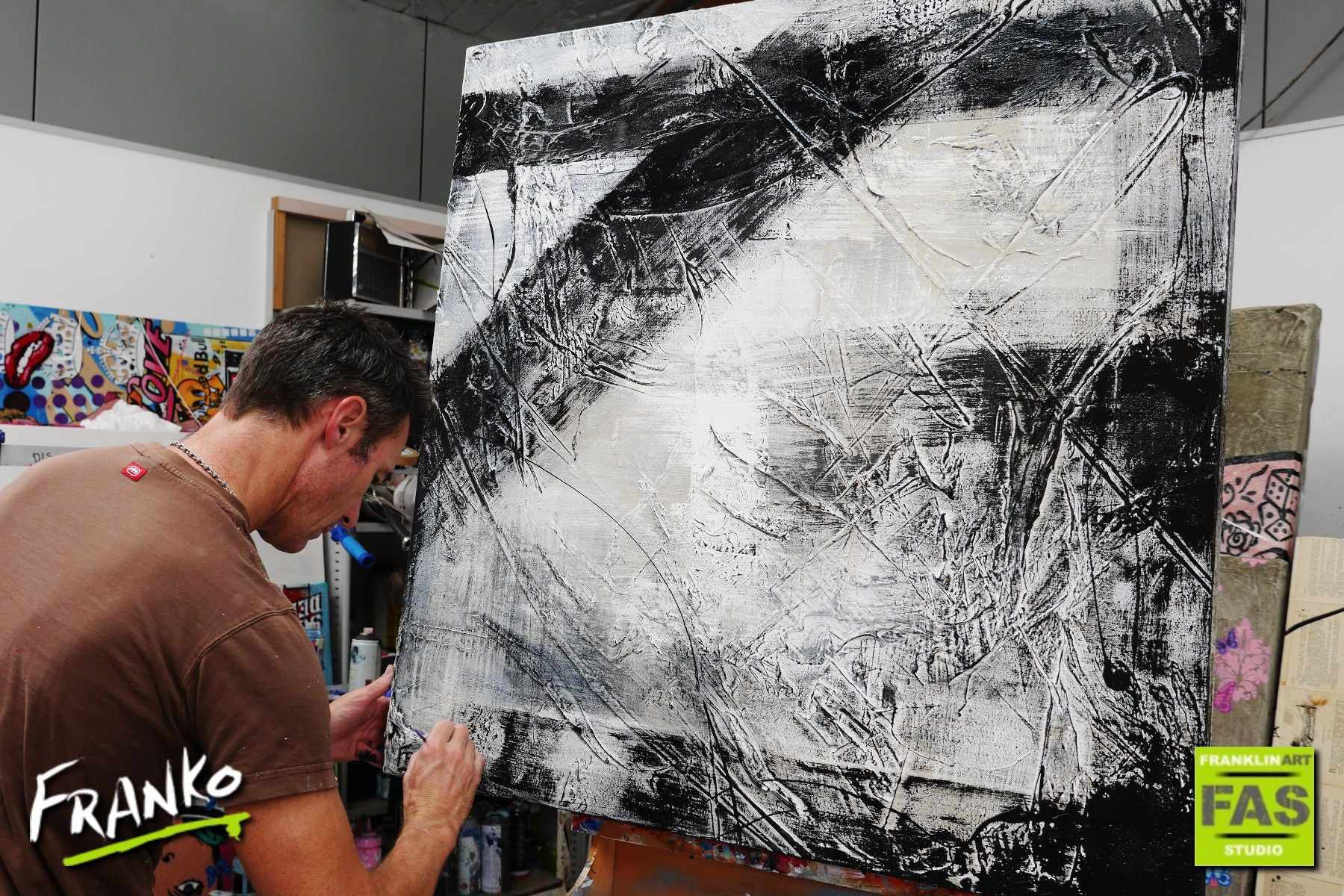 100cm x 100cm Grey Black Abstract Canvas Painting - Modern Wall Art for Living Room, Bedroom & Office Decor