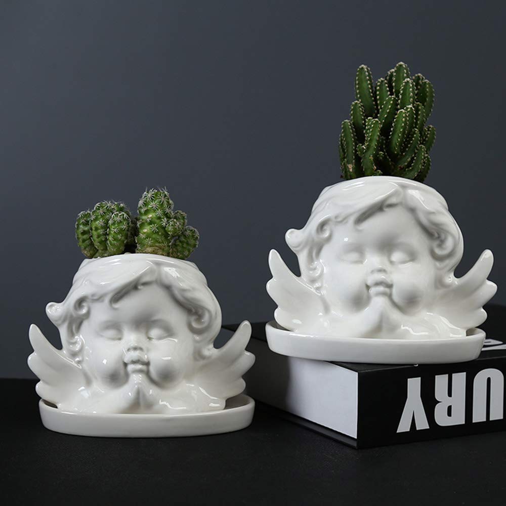 Angel Shaped Succulent Planter & Pen Holder - Cactus Bonsai Flower Pot for Home, Office Desk Decor - Perfect for Plant Lovers & Workspace Organization