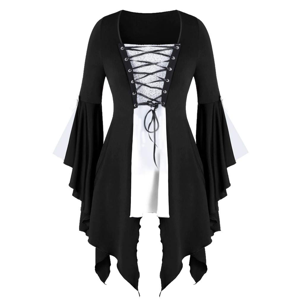Halloween T-Shirts for Women - Gothic Criss Cross Sequined Butterfly Sleeve Top | Perfect for Halloween Parties, Cosplay & Gothic Fashion