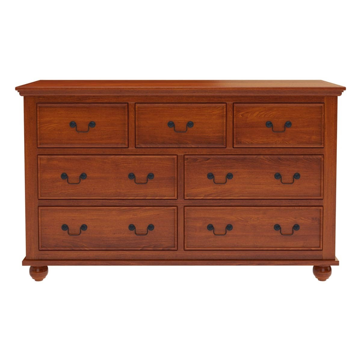 Premium Indian Mango Wood 7-Drawer Double Dresser - Solid Wood Bedroom Furniture for Storage & Organization - Perfect for Master Bedroom, Guest Room or Nursery Decor