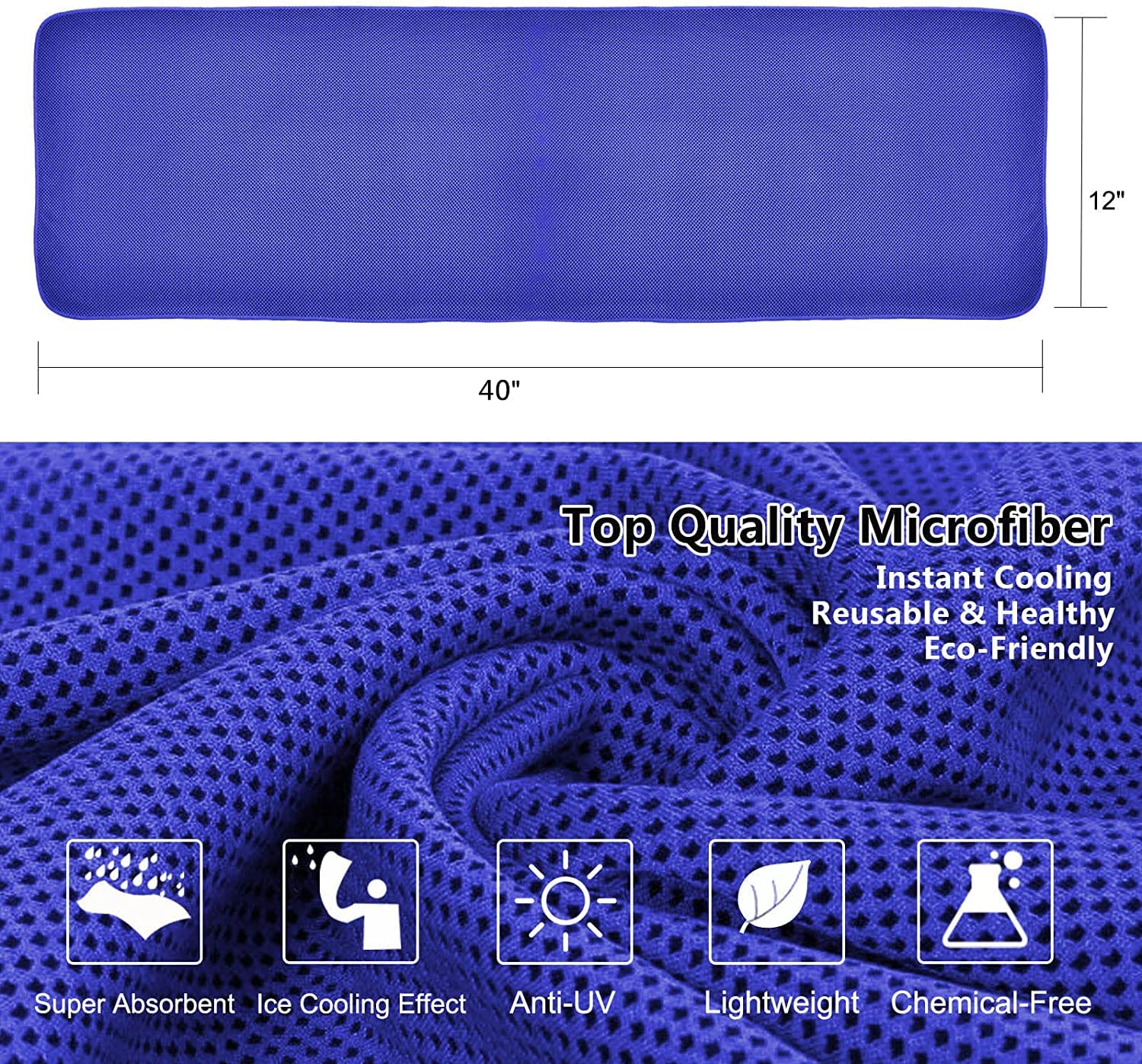 Premium Sukeen Cooling Towel - Instant Evaporative Cooling for Sports, Yoga, Golf & Gym | 40x12 Inch Quick Chill Neck Wrap | Perfect for Workouts, Outdoor Activities & Hot Weather Relief
