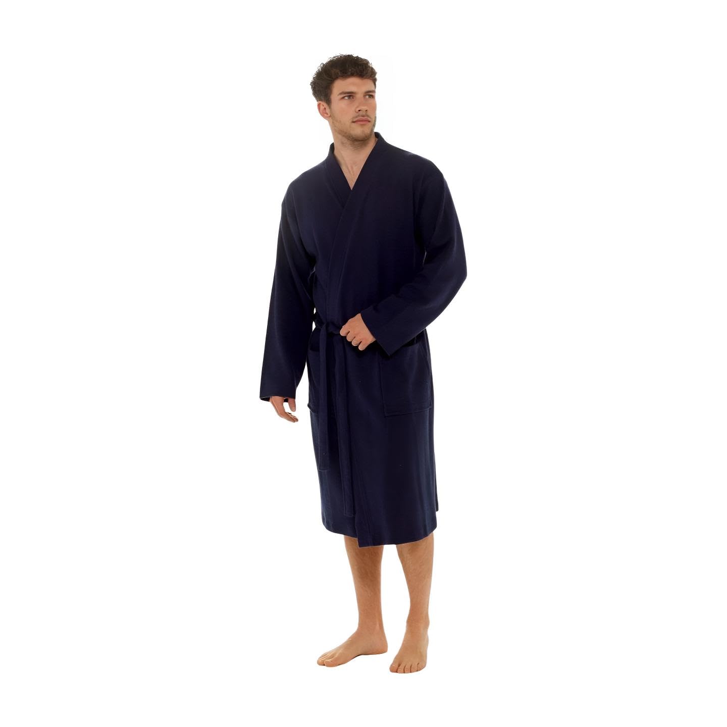 **INSIGNIA Men's 100% Cotton Waffle Robe - Soft & Breathable Dressing Gown for Spa, Lounge & Relaxation at Home**