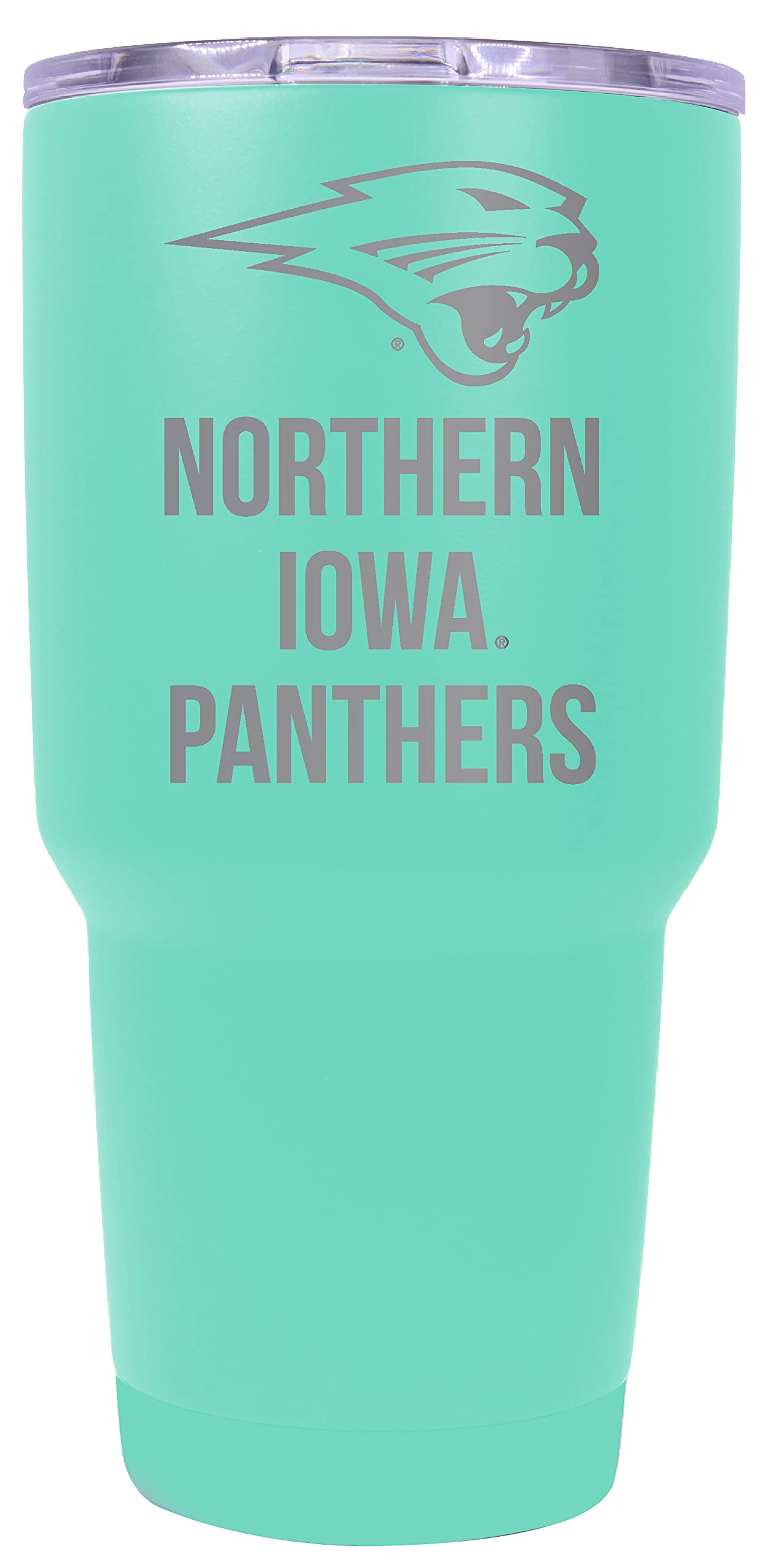 Northern Iowa Panthers 24 oz Insulated Stainless Steel Tumbler with Laser Etched Logo - Seafoam Green - Perfect for Game Days, Office & Outdoor Activities