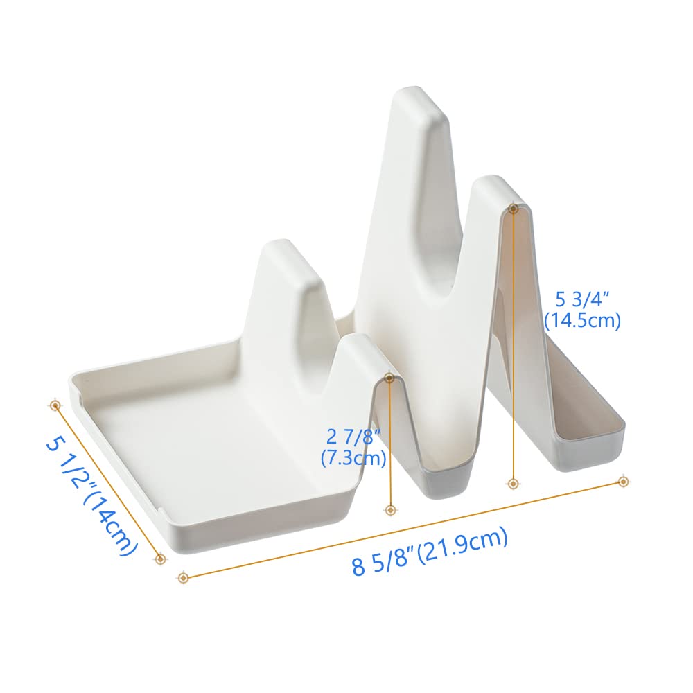 Poeland Plastic Wavy Pot Lid Holder Organizer - 2-Tier Kitchen Countertop Storage Rack for Lids, Spoons & Cutting Boards | Space-Saving Kitchen Organizer for Stovetop & Countertop Use