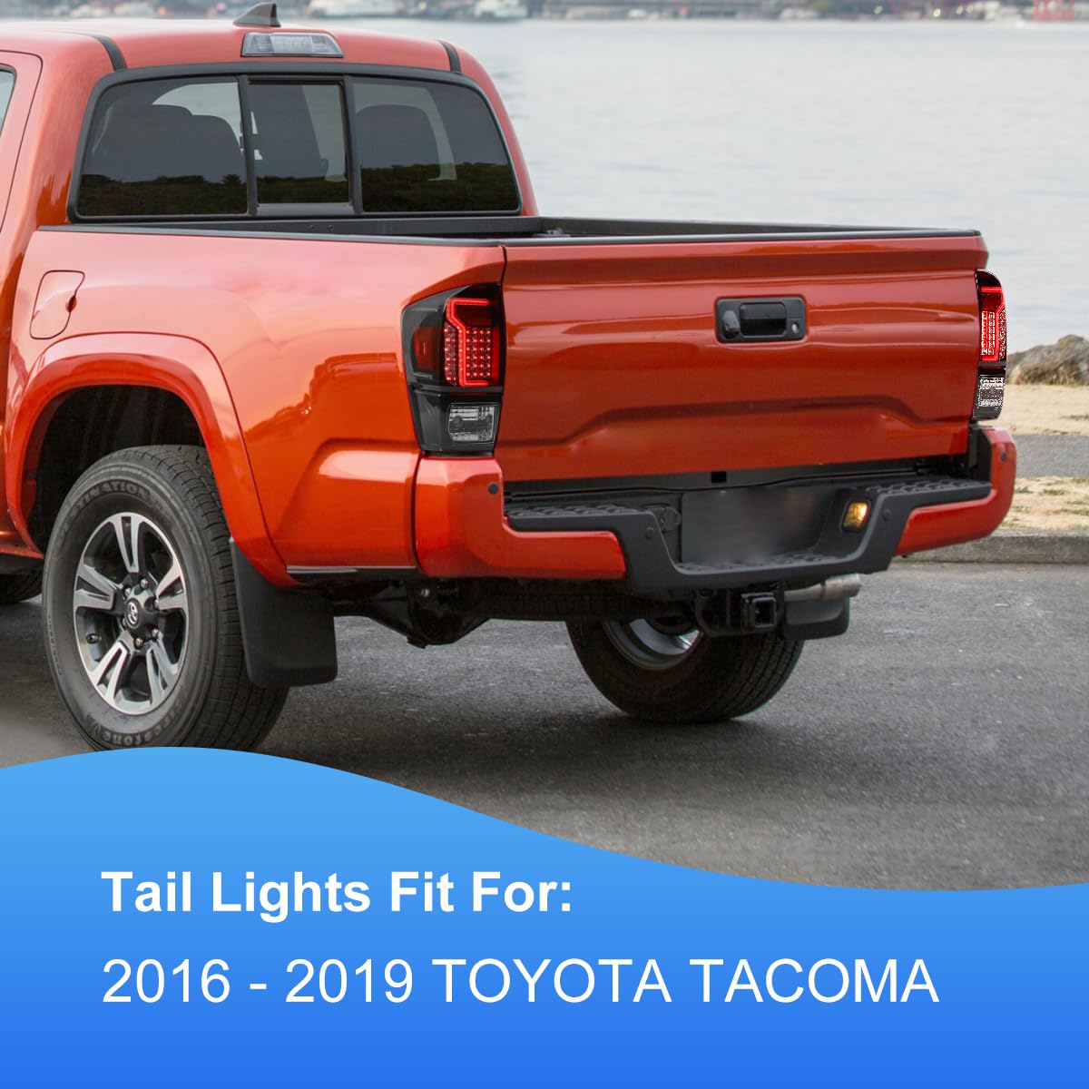 Nixon Offroad LED Tail Lights Assembly for 2016-2020 Toyota Tacoma - Clear Lens Taillights with Turn Signal, Brake & DRL - Direct Replacement for Driver & Passenger Side - Perfect for Off-Roading, Night Driving & Enhanced Safety