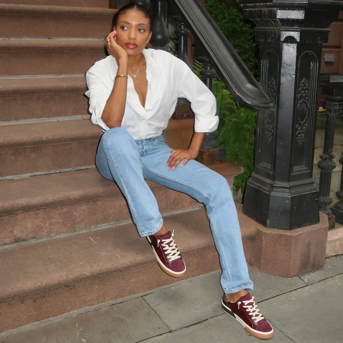ZINA Women's Burgundy Crinkle Patent Leather Sneakers - Comfortable & Stylish Casual Shoes for Walking, Work & Everyday Wear