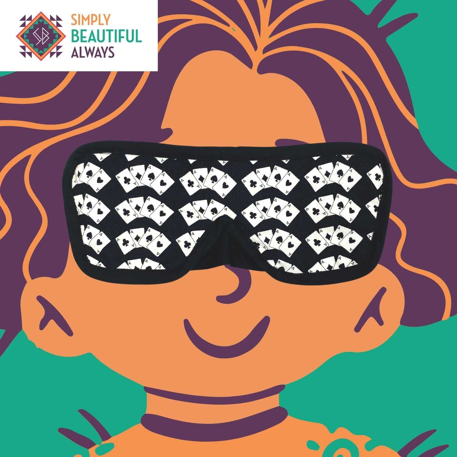 Simply Beautiful Always Retro - Black & White Printed Eye Mask for Sleep & Relaxation - Vintage Style Sleep Mask for Travel, Meditation & Spa
