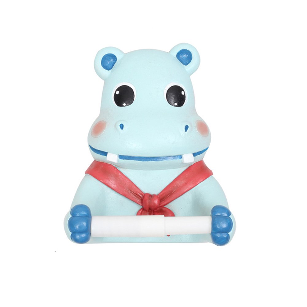 Stylish Cartoon Animal Resin Toilet Paper Holder - Corgi, Pug, Giraffe, Hippo Wall Mount Design (Beige, Yellow, Blue, Orange) - Perfect for Bathroom, Kitchen & Kids Room Decor
