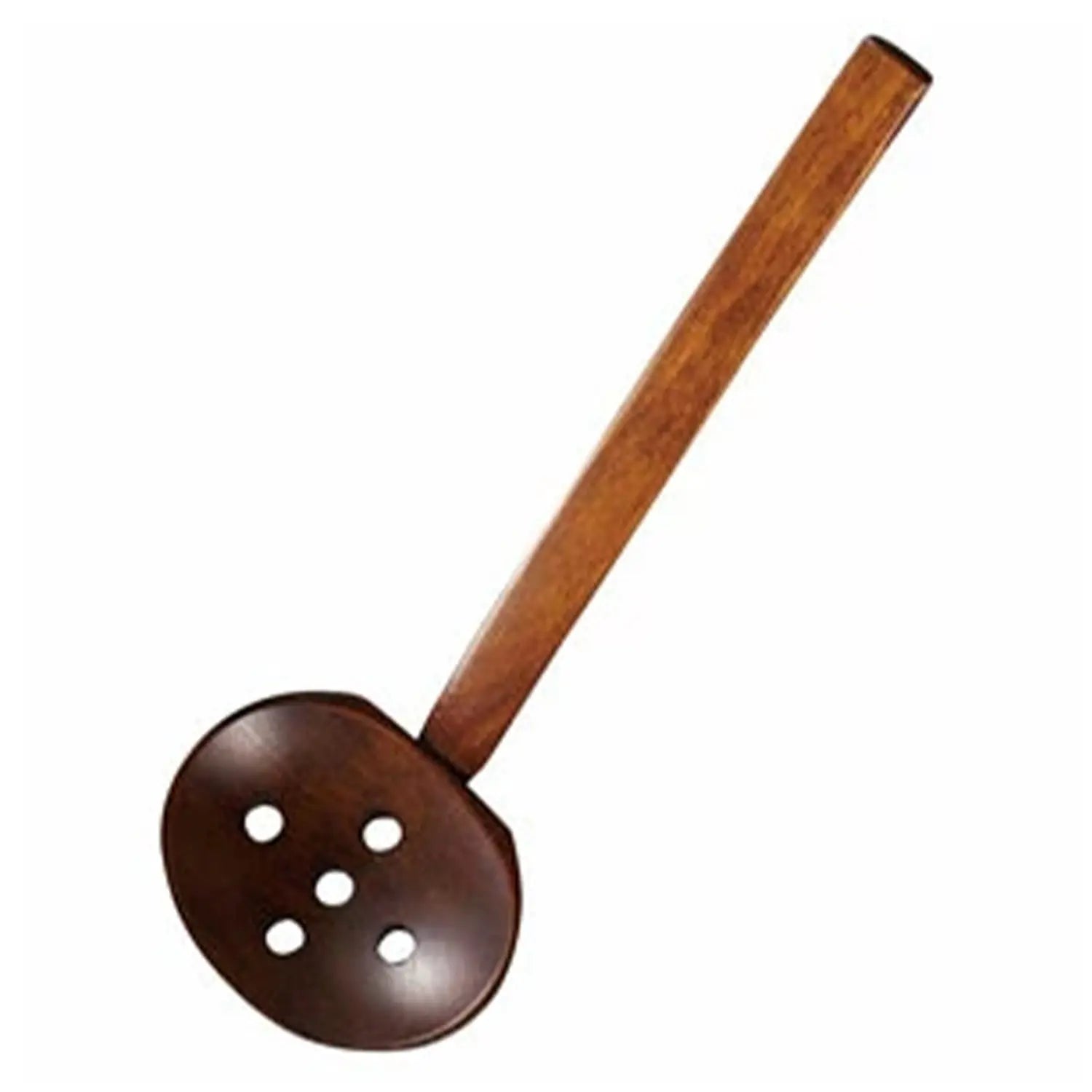 EBM Wood Lacquered Perforated Ladle - Handcrafted Wooden Slotted Spoon for Cooking, Serving & Straining - Perfect for Soups, Pasta & Deep Frying