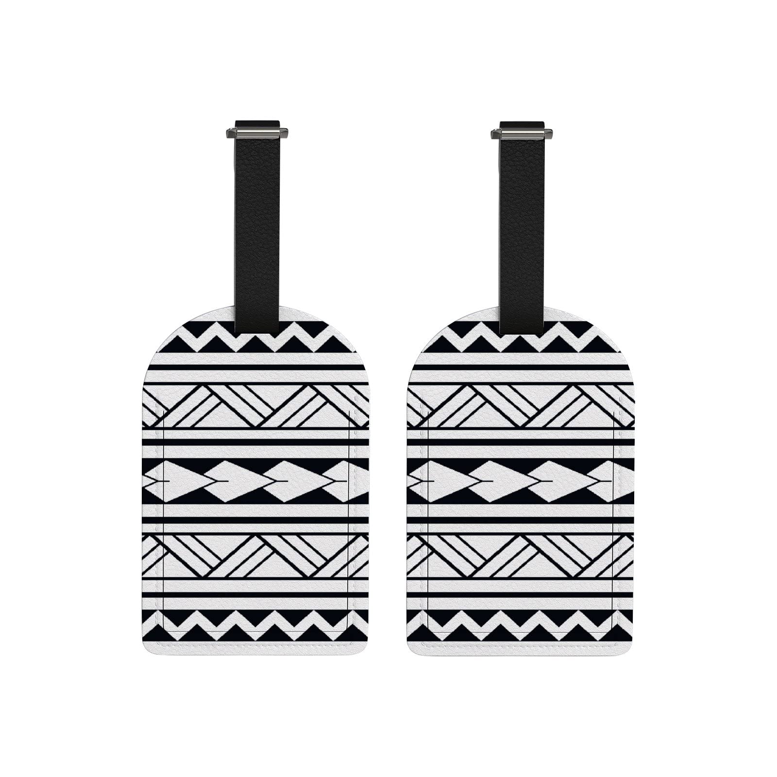 Premium Leather Luggage Tags Set of 2 - Tribal Full Back Privacy Name ID Card for Suitcases - Durable Travel Accessories for Vacation, Business Trips & Airports