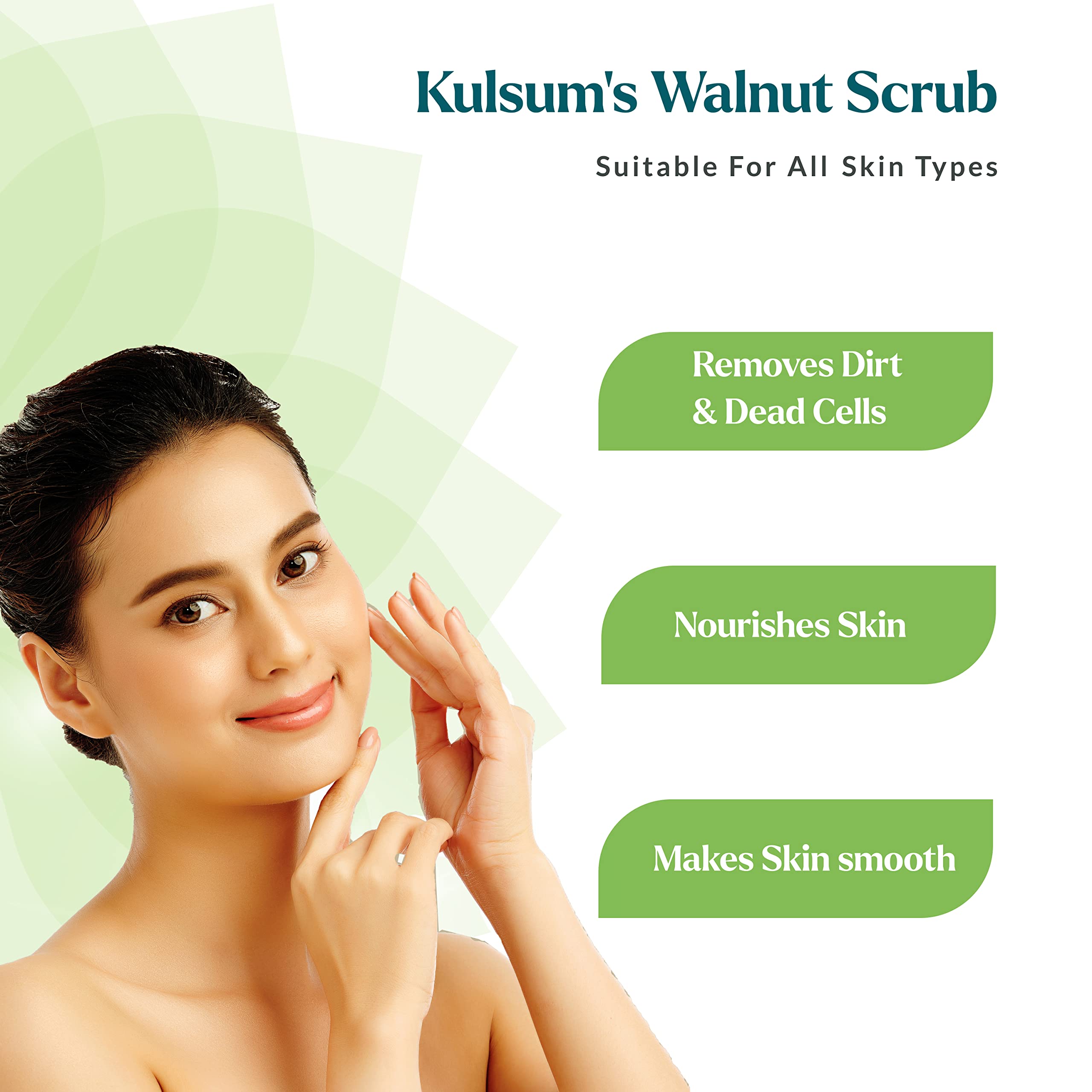 Kulsum's Kaya Kalp Herbals Walnut Scrub - Natural Dead Skin Cell Exfoliator, 120g | Gentle Face & Body Polish for Radiant Skin | Perfect for Daily Skincare Routine