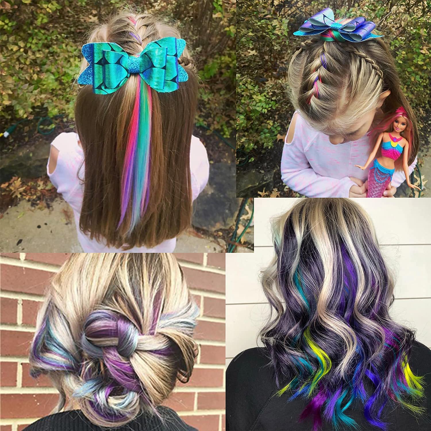 12PCS Clip-in Blue Hair Extensions - 20 Inch Synthetic Rainbow Hair Extensions for Women & Kids - Vibrant Colored Hair Pieces for Cosplay, Parties & Daily Styling (12 Pieces, Blue)