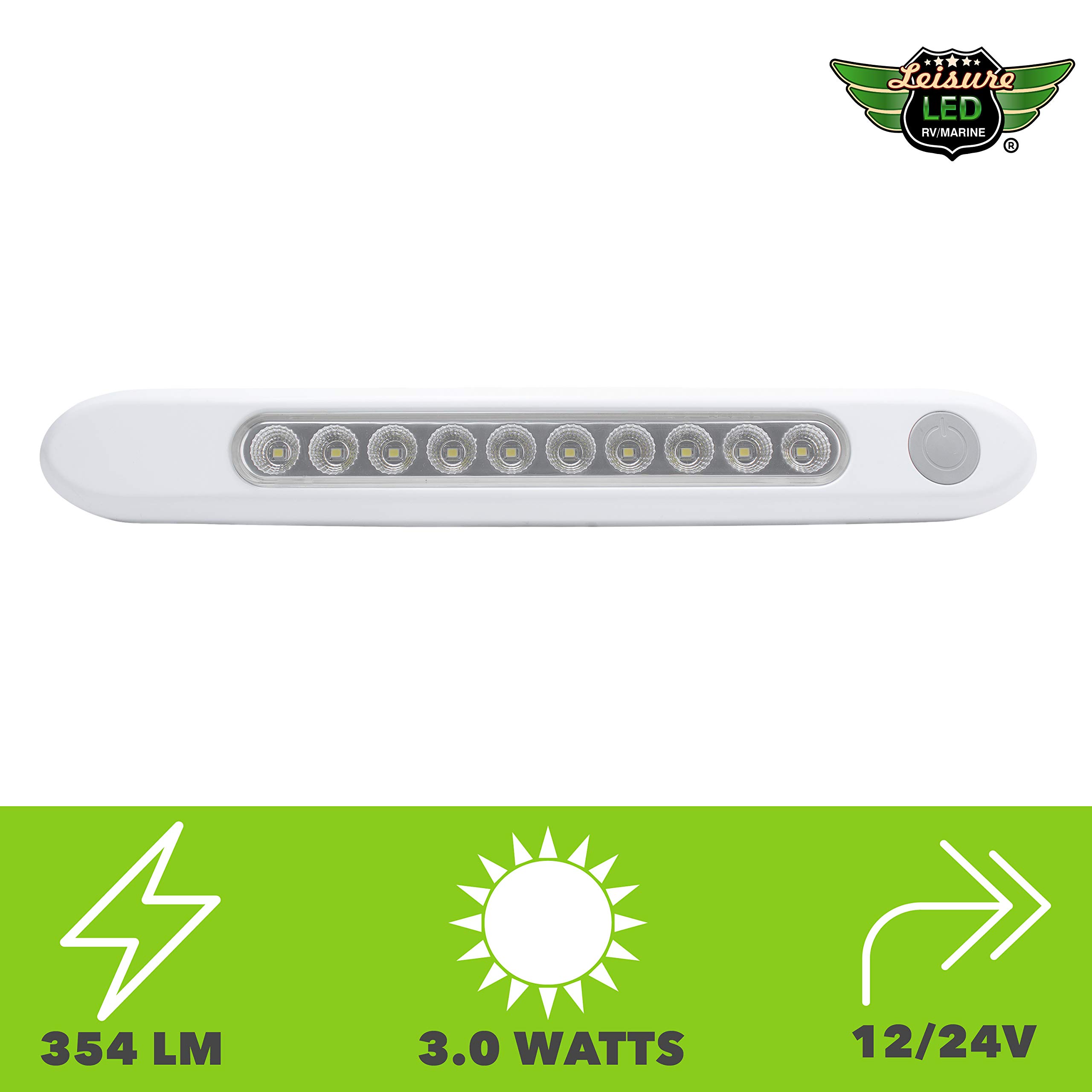 10-LED 12V Closet Lights with ON/Off Switch - 2 Pack Ultra-Bright LED Cabinet Lights for RV, Van, Camper, Kitchen, Wardrobe & Storage Spaces - Perfect for Low-Profile Illumination in Tight Spaces