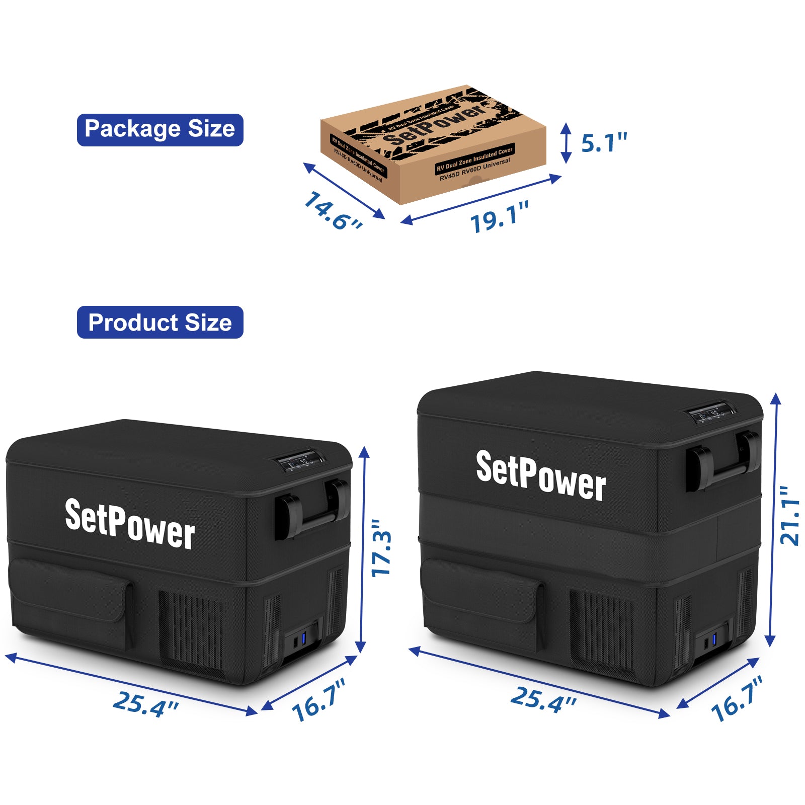 Setpower Insulated Protective Cover for RV45/60D Pro Freezer - Durable Cold Weather Protection for Camping, RV Trips & Outdoor Adventures