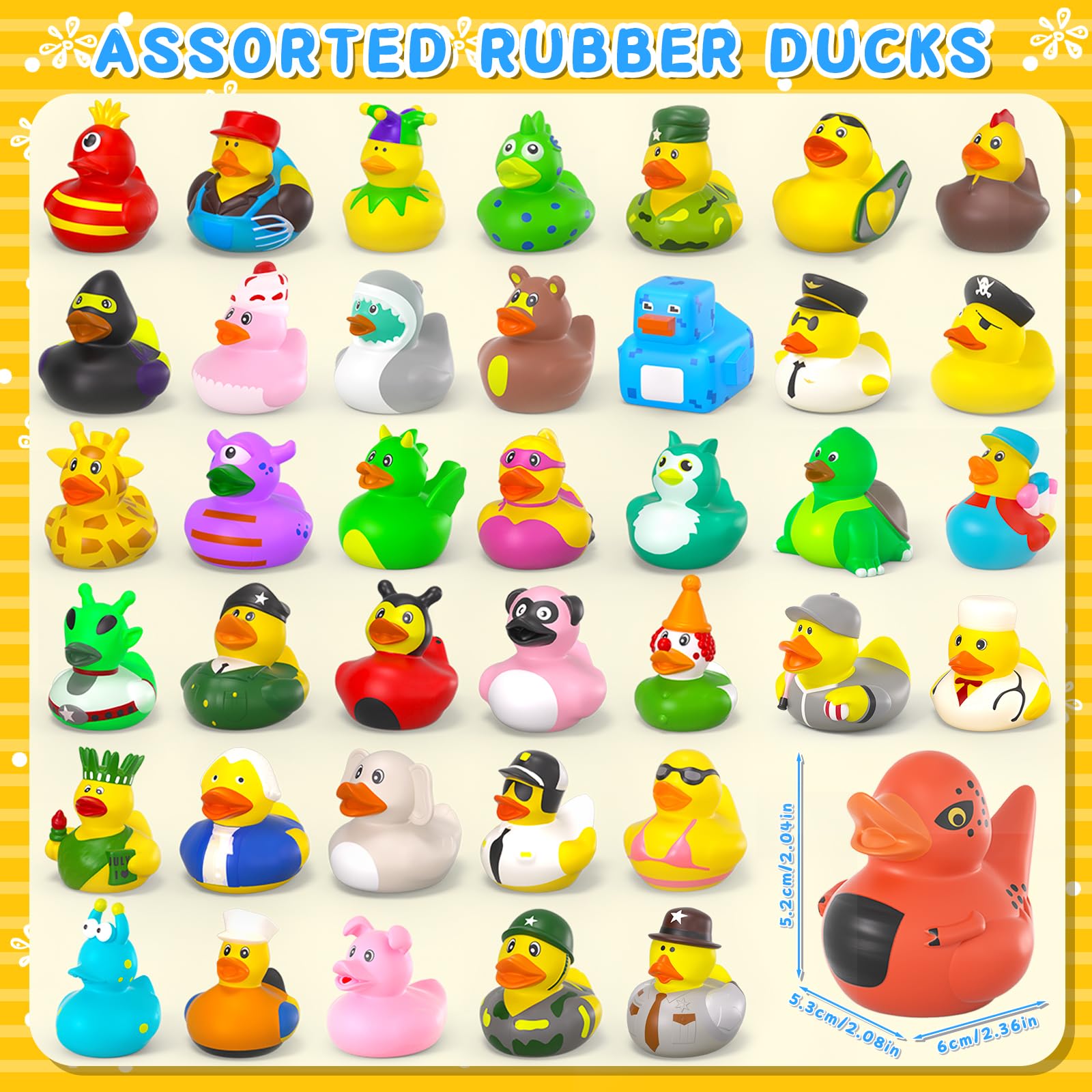 300 Pcs Multicolor Rubber Duck Toys - Jeep Ducks for Ducking, Mini Bath & Pool Toys for Toddlers & Kids, Fun Birthday Party Gifts - Perfect for Bathtime, Pool Parties, Baby Showers & Duck-Themed Events