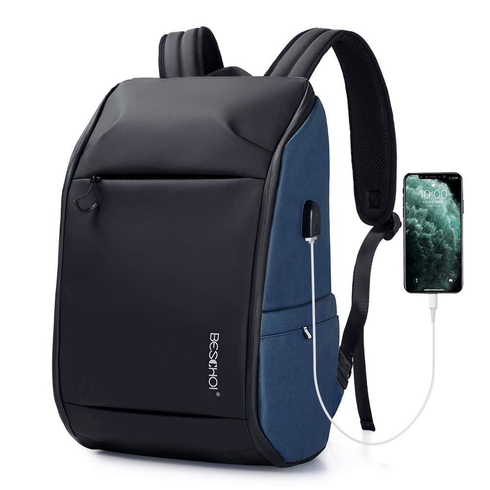 BESCHOI Men's Waterproof Anti-Theft Laptop Backpack with USB Charging Port - Durable Business Travel Backpack Fits 17.3 Inch Laptop - Perfect for Work Commute, Flight & College Use