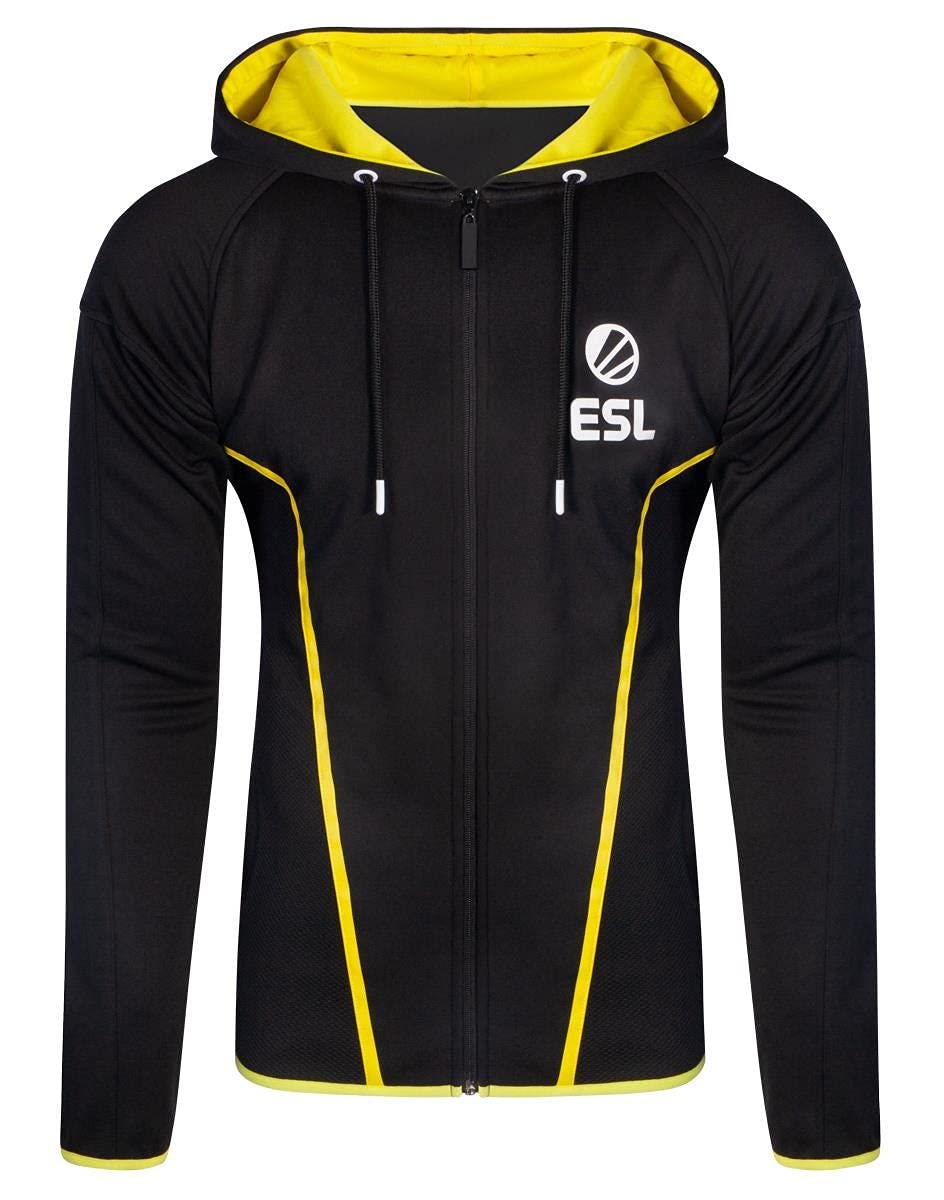 Official ESL Hoodie Teq Logo - Men's Black Zip-Up Hooded Sweatshirt Size S | Gaming Apparel for Esports Fans & Casual Wear