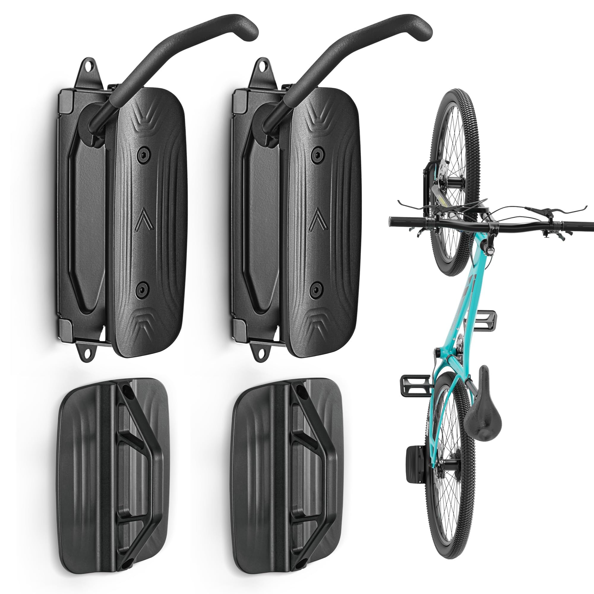 monTEK Swivel Bike Wall Mount - Heavy Duty Bike Hangers for Garage & Home Storage, Space Saving Vertical Bike Rack Holds 66lbs (2 Pack) - Perfect for Small Spaces, Apartments & Cycling Enthusiasts