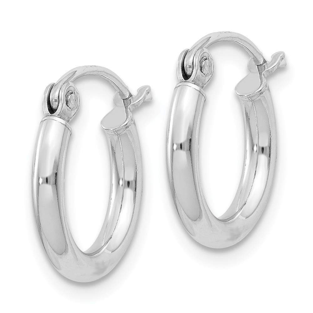 Sterling Silver Rhodium-Plated 2mm Hoop Earrings for Women - Classic Small Circle Stud Earrings QE4375 | Perfect for Everyday Wear, Office, Date Night & Gift Giving