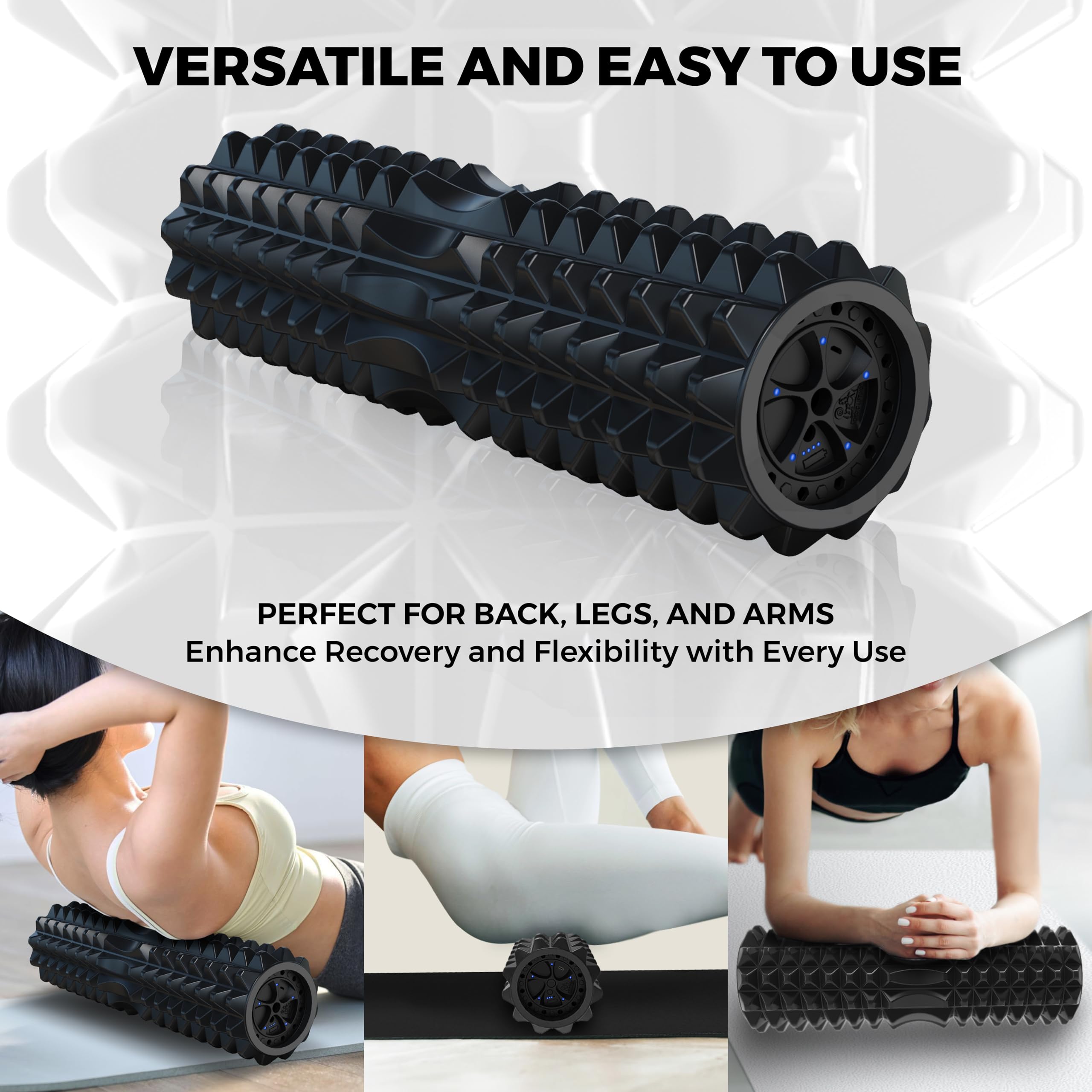 Vibrating Foam Roller for Muscle Recovery & Pain Relief - Ergonomic Massage Roller for Fitness, Yoga, Physical Therapy - Perfect for Post-Workout Recovery & Home Gym Use - by Nordic Lifting