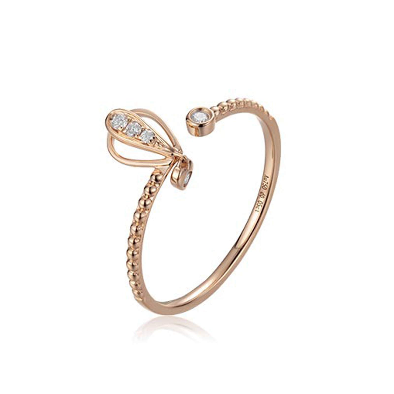 0.05ct Rose Gold Engagement Ring for Women - 18K Rose Gold Diamond Wedding Band, Cute Hot Air Balloon Design, Promise Ring for Girlfriend, Anniversary Gift, Valentine's Day Present
