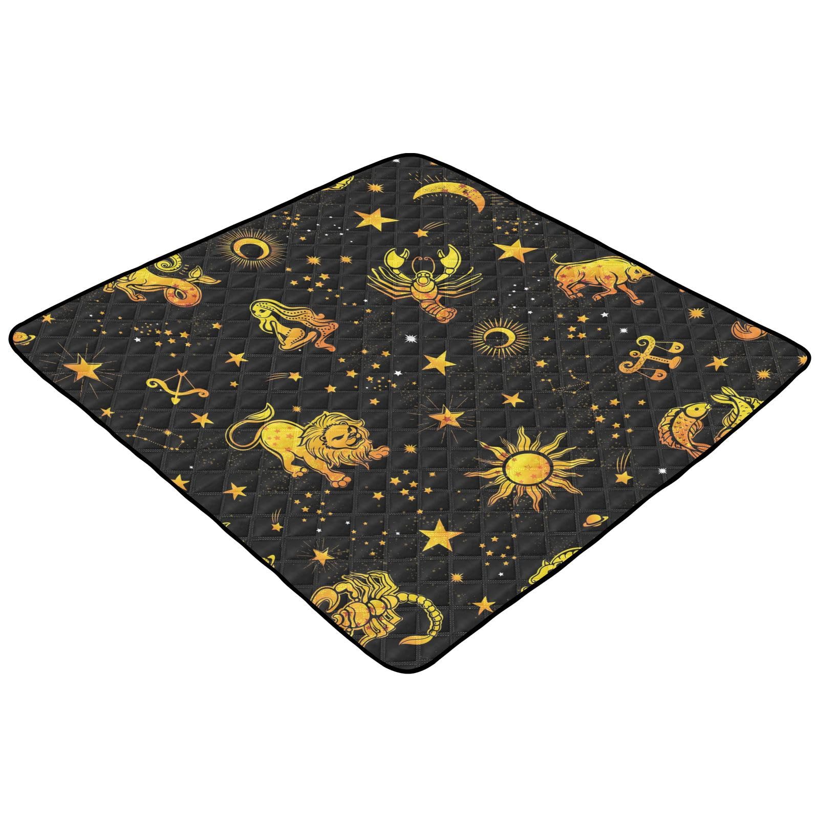 Galaxy Golden Sign Large 50''x50'' Non-Slip Baby Play Mat - Lightweight Gym & Activity Mat for Infants Toddlers - Indoor Outdoor Safe & Portable Travel Playmat for Crawling, Tummy Time & Learning Activities