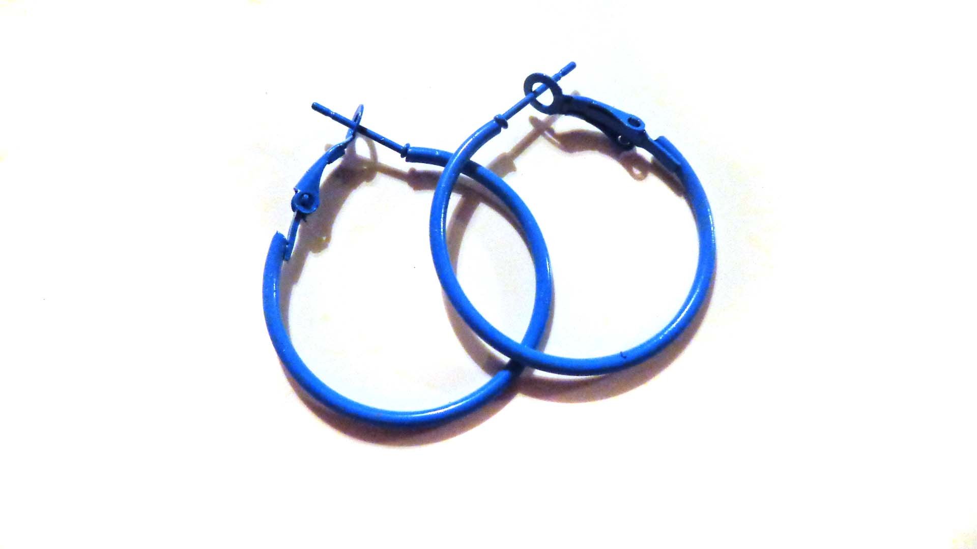 1 Inch Blue Color Hoop Earrings for Women - Simple Thin Lightweight Hoop Earrings - Perfect for Everyday Wear, Office, Date Night & Special Occasions