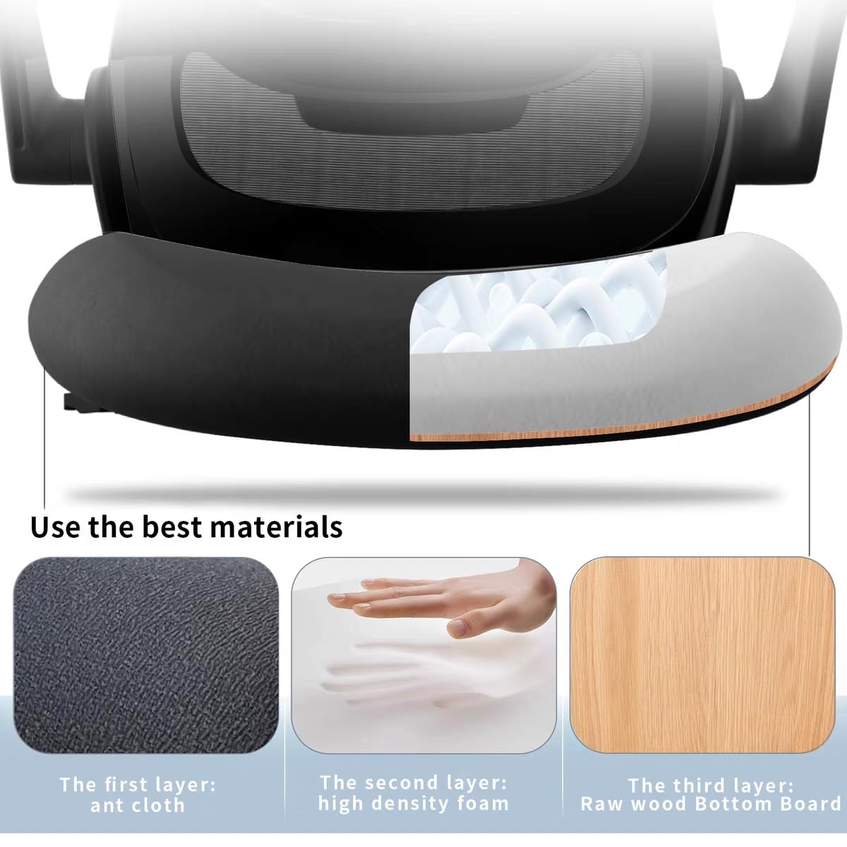 Ergonomic Office Chair with Adjustable Armrests & Lumbar Support - Breathable Mesh Back Computer Desk Chair for Home Office, Gaming, Study & Workstation (Black) - Perfect for Long Hours Sitting Comfort