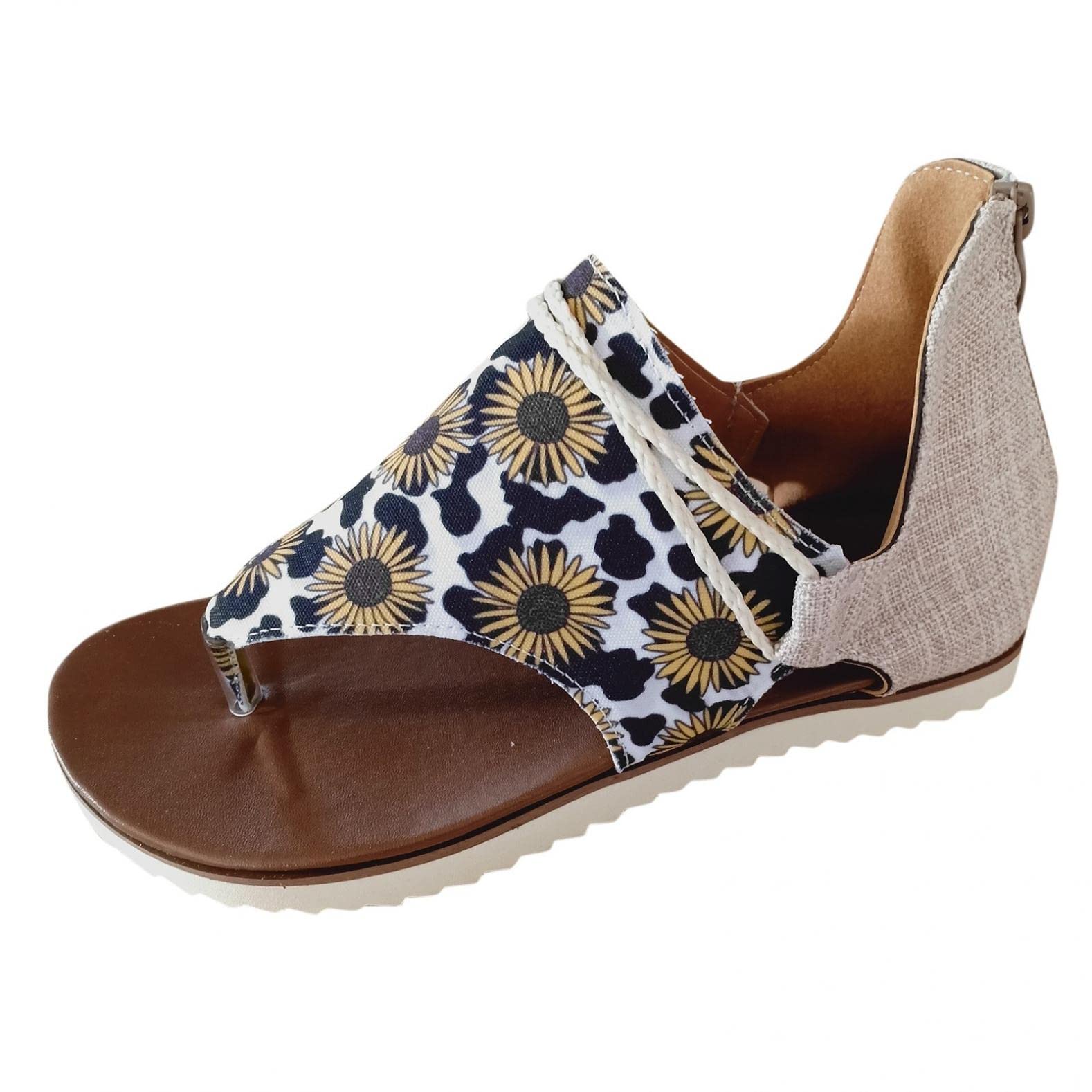 UOCUFY Women's Casual Summer Sandals - Open Toe Zipper Flip Flops with Wedge Heel | Perfect for Beach, Pool, and Everyday Wear
