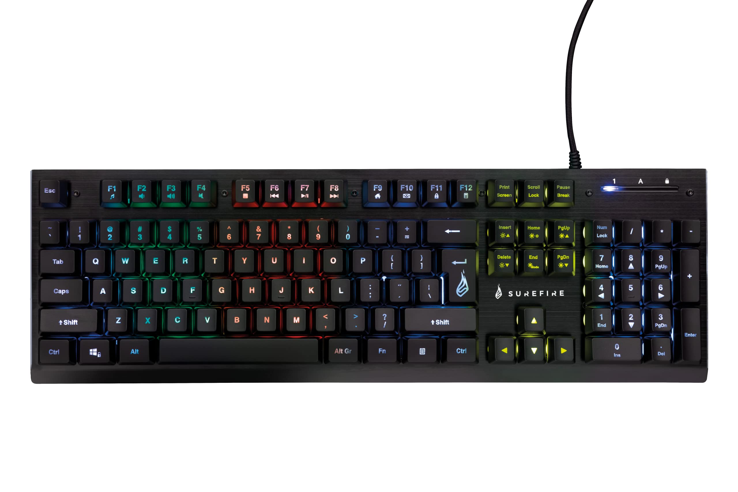 SureFire Kingpin X2 Mechanical Gaming Keyboard - RGB Backlit, Aluminum Faceplate, 25-Key Anti-Ghosting, US QWERTY Layout - Perfect for PC Gaming, Esports & Streaming Setup