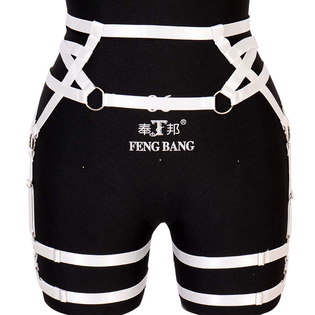 Sexy Women's Pentagram Harness Garter Belt - Punk Gothic Lingerie with Adjustable Thigh Straps & Waist Chains for Stockings - Perfect for Halloween, Cosplay, BDSM and Alternative Fashion Outfits