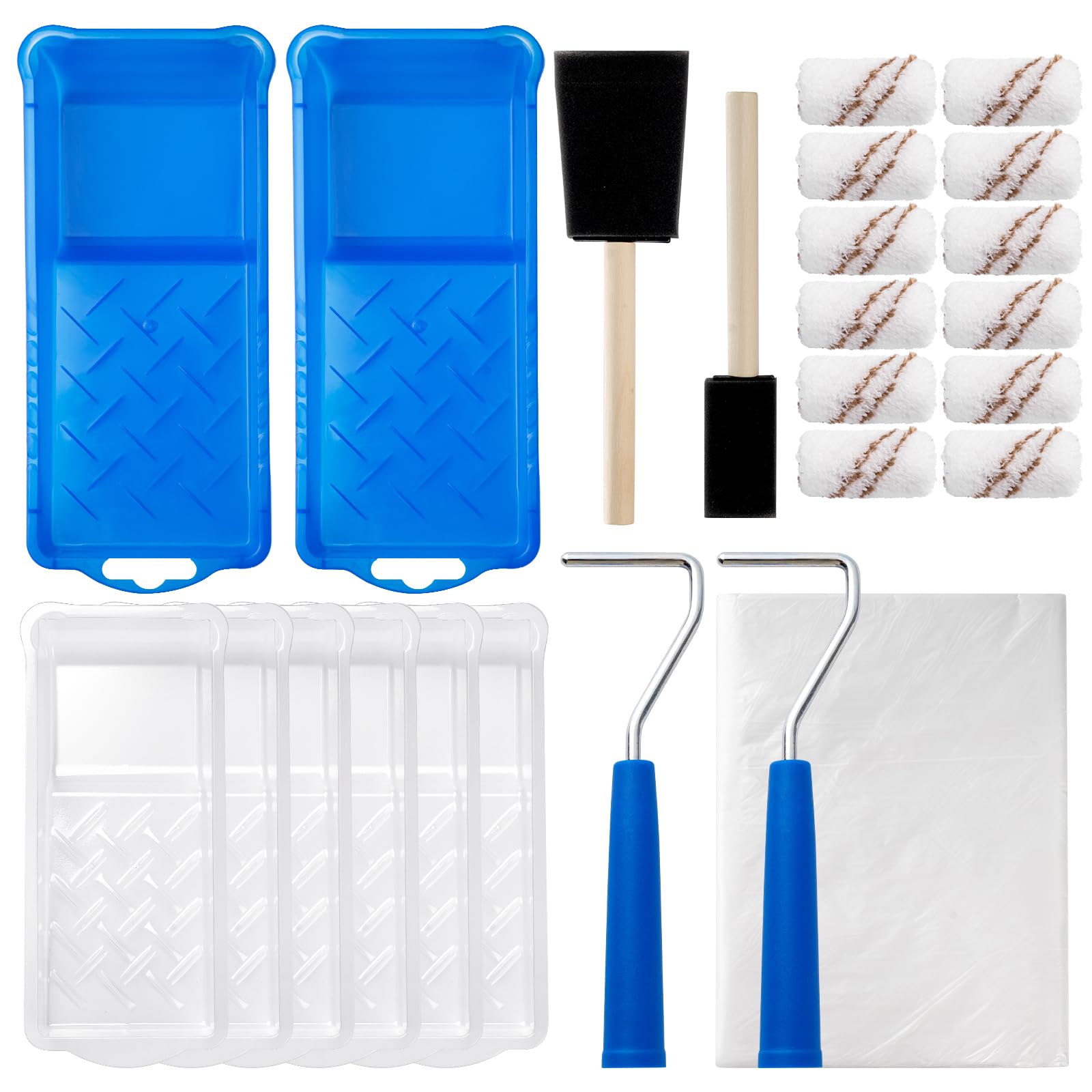 **Mister Rui 25-Pack 2-Inch Microfiber Paint Roller Kit – 10mm Nap Mini Paint Rollers with Tray, Liners & Sponge Brush – Perfect for Small Projects, Touch-Ups & DIY Home Painting**