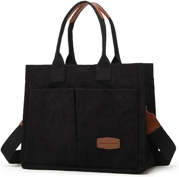 Stylish Women's Corduroy Tote Bag - Casual Hobo Messenger Shoulder Bag with Multiple Pockets | Perfect for Work, Travel, Shopping & Everyday Use