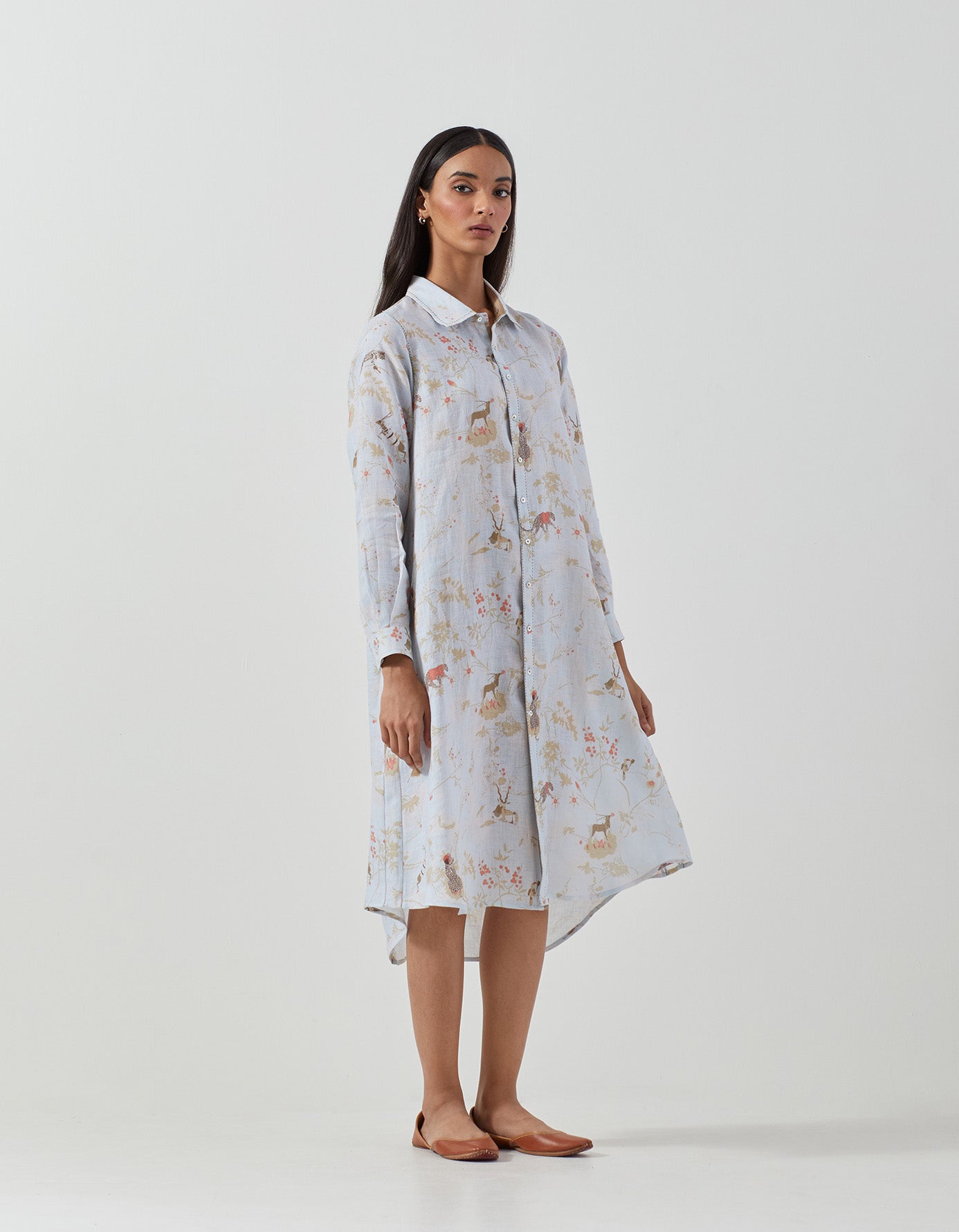 Usha Linen Dress in Ice Blue - Breathable & Stylish Summer Outfit for Women | Perfect for Beach, Vacation & Casual Wear