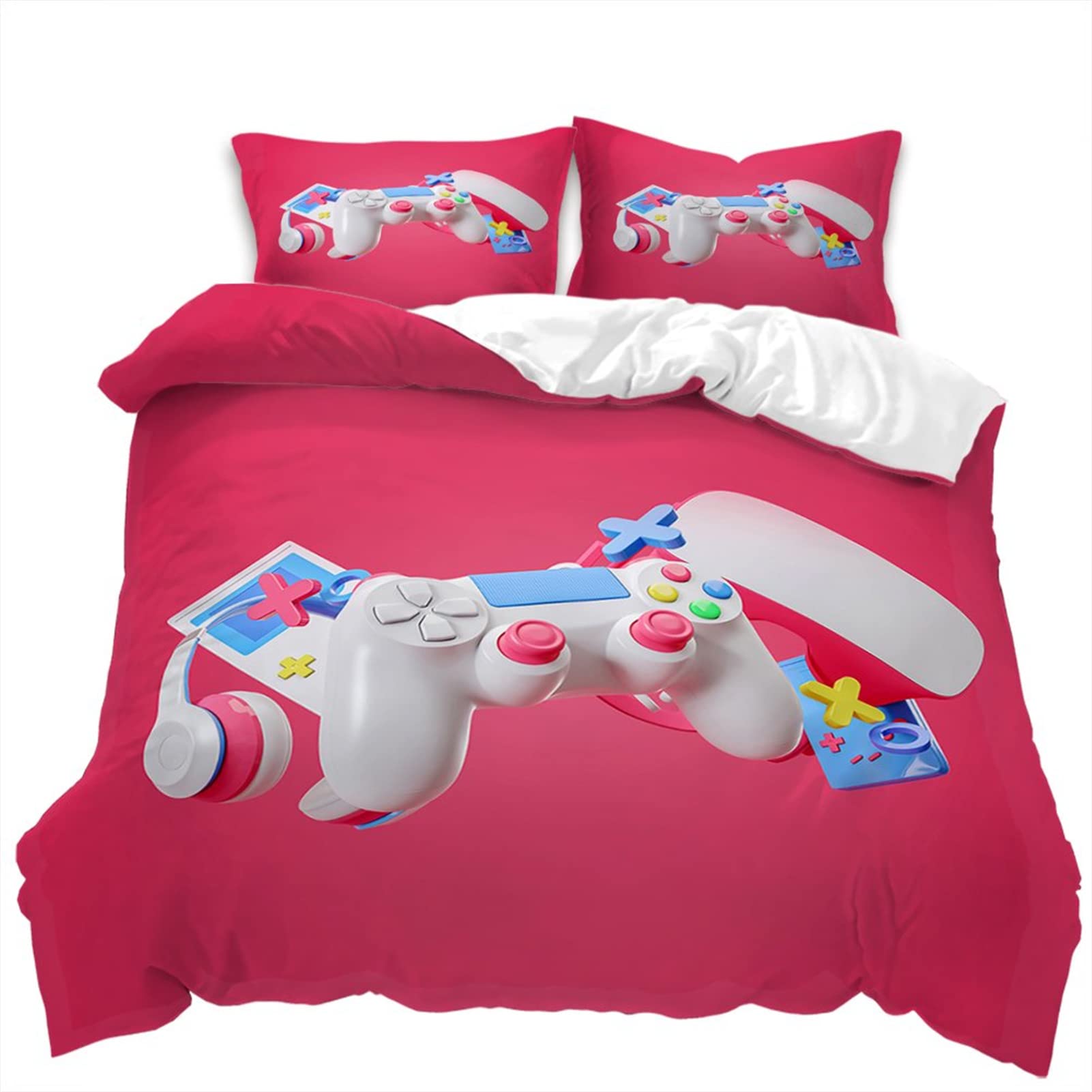 Boys Gaming Duvet Cover Twin Size - Colorful Video Game Bedding Set with 1 Pillowcase (2PC) for Kids & Teens | Perfect for Bedroom Decor, Sleepovers & Gamer Gifts