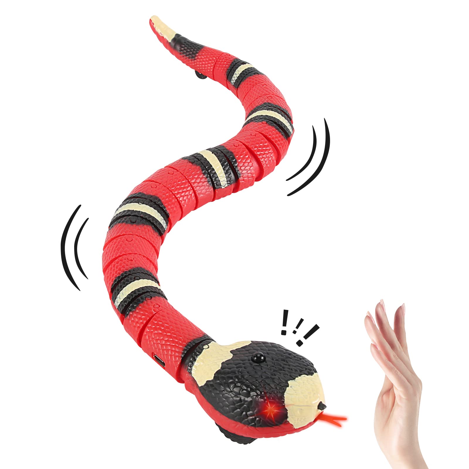 Realistic Simulation Smart Sensing Snake Toy for Cats & Dogs - Interactive Electric Moving Snake Toy, Tricky Pet Toy for Indoor Play, Halloween Prank Props for Kids - Perfect for Playtime, Training & Entertainment