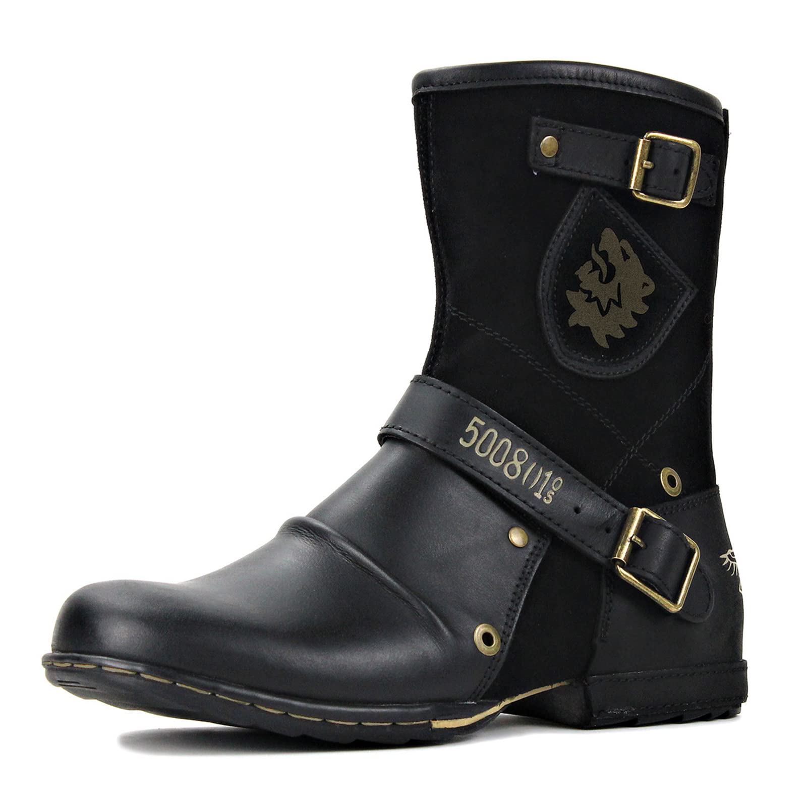TNXZ Men's Fashion Leather Moto Boots - Western Cowboy Boots with Zipper for Casual Wear | Perfect for Motorcycle Riding, Outdoor Adventures & Country Style Outfits