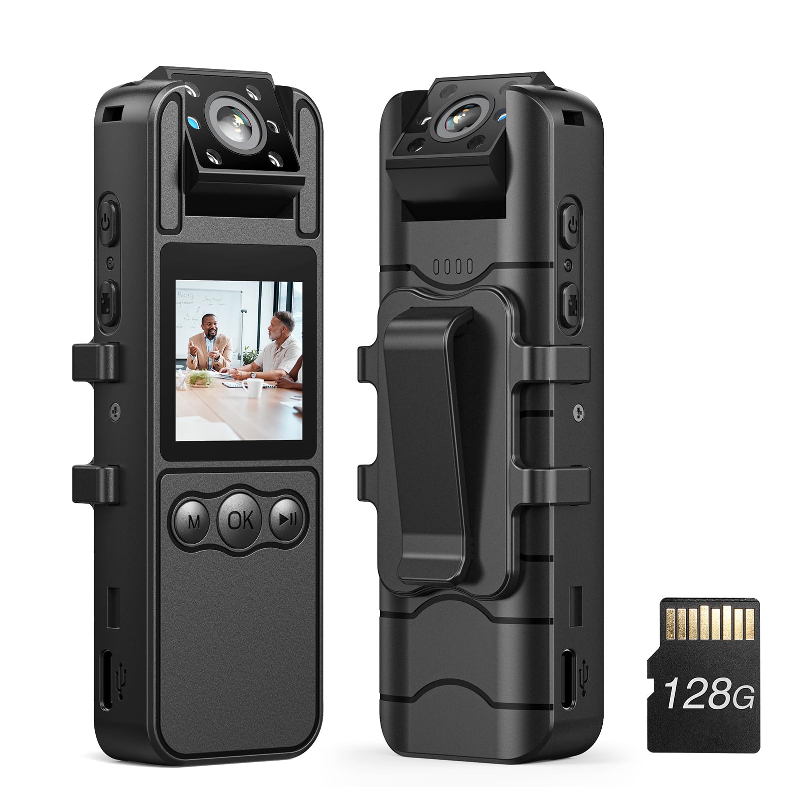 BOBLOV A26 Mini Body Camera 128GB - 1080P HD Rotating Lens with Night Vision, 6 Hours Recording, Tripod Included | Wearable Security Camera for Service Workers, Delivery Drivers, Evidence Collection & Personal Safety