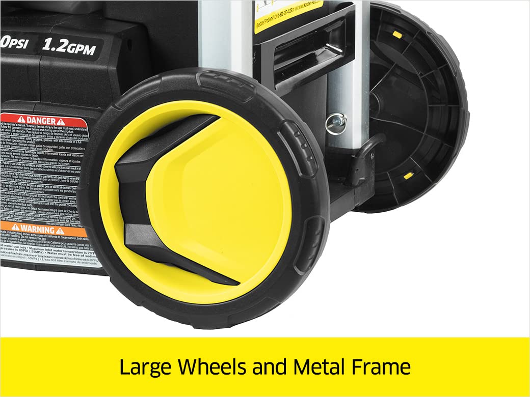 Karcher K1800 Electric Pressure Washer - 1800 PSI, 1.3 GPM, Includes Turbo, 15°, and Soap Nozzles - Perfect for Home, Driveway, Deck, and Patio Cleaning