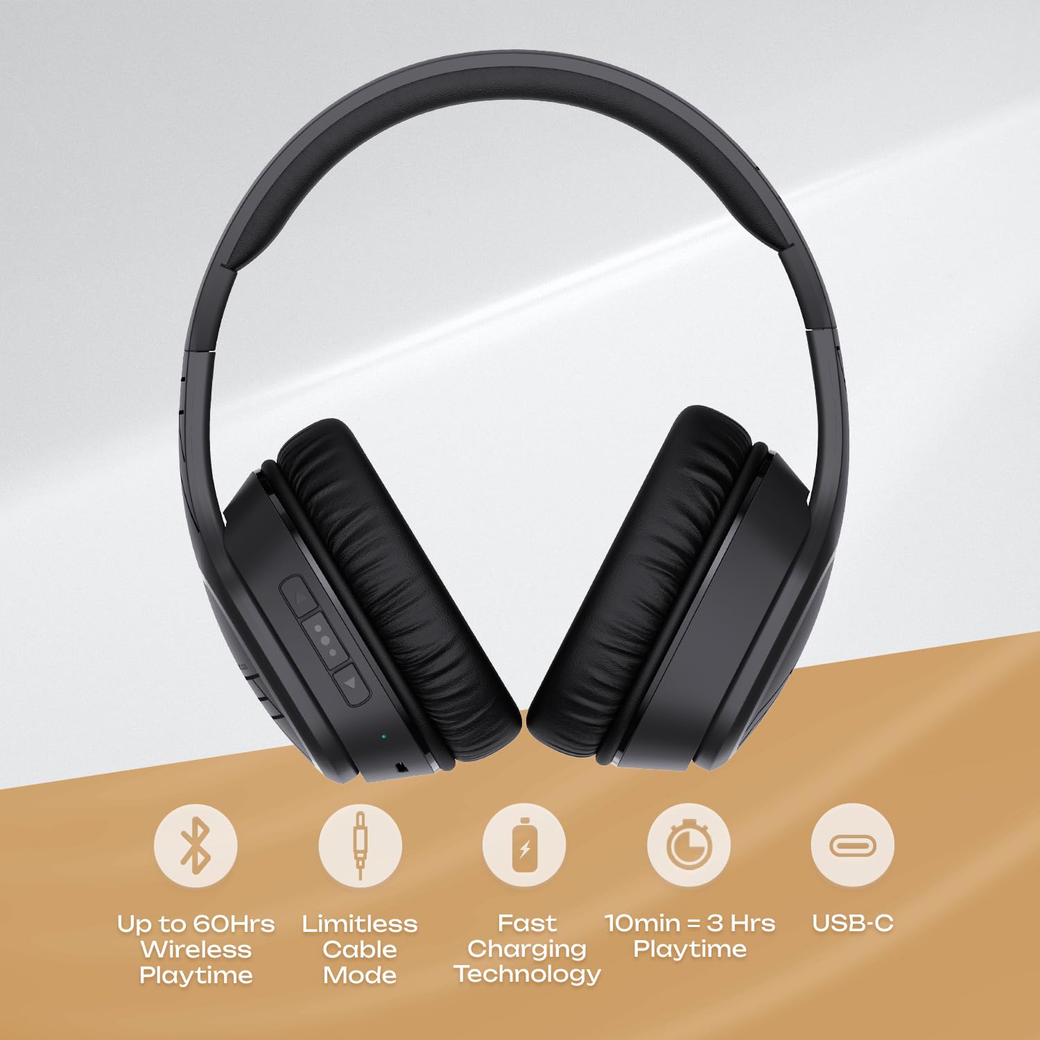 PowerLocus Bluetooth Over-Ear Headphones with Microphone, Wireless Headset with 50-Hour Playtime, Foldable Design & Deep Bass Hi-Fi Stereo Sound - Perfect for Travel, Work, Gaming, Cellphone & PC Use