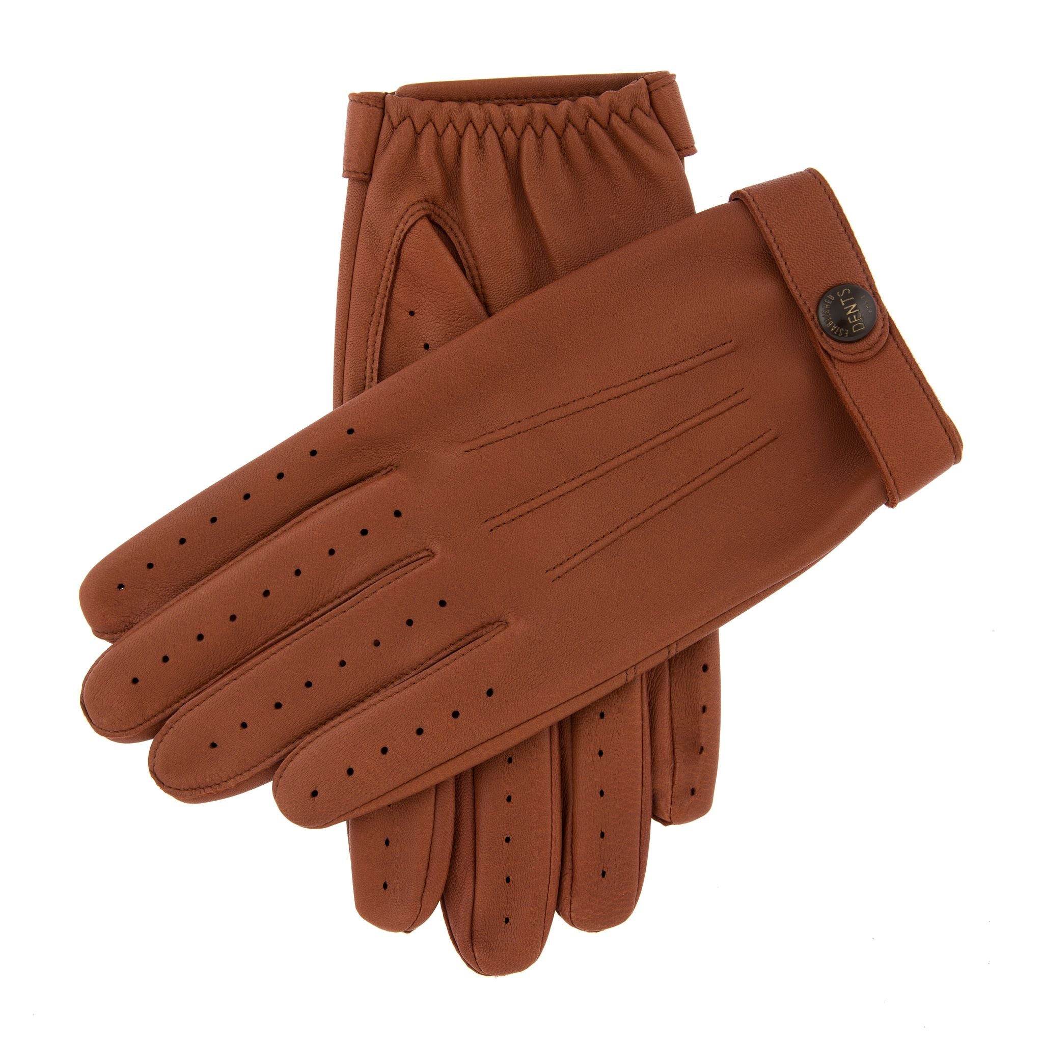 Premium DENTS Fleming Genuine Leather Driving Gloves - Tan Brown - Classic Vintage Style for Men & Women - Perfect for Luxury Cars, Winter Driving & Formal Occasions