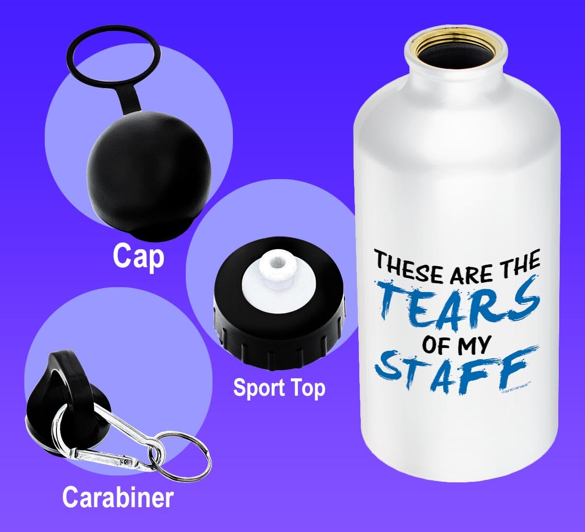 Funny Boss Gifts for Women - Aluminum Water Bottle with Cap & Sport Top (White) - Humorous Coworker Gag Gift for Birthday, Boss Day & Office Pranks - Perfect for Workplace Jokes, Appreciation Gifts & Staff Motivation