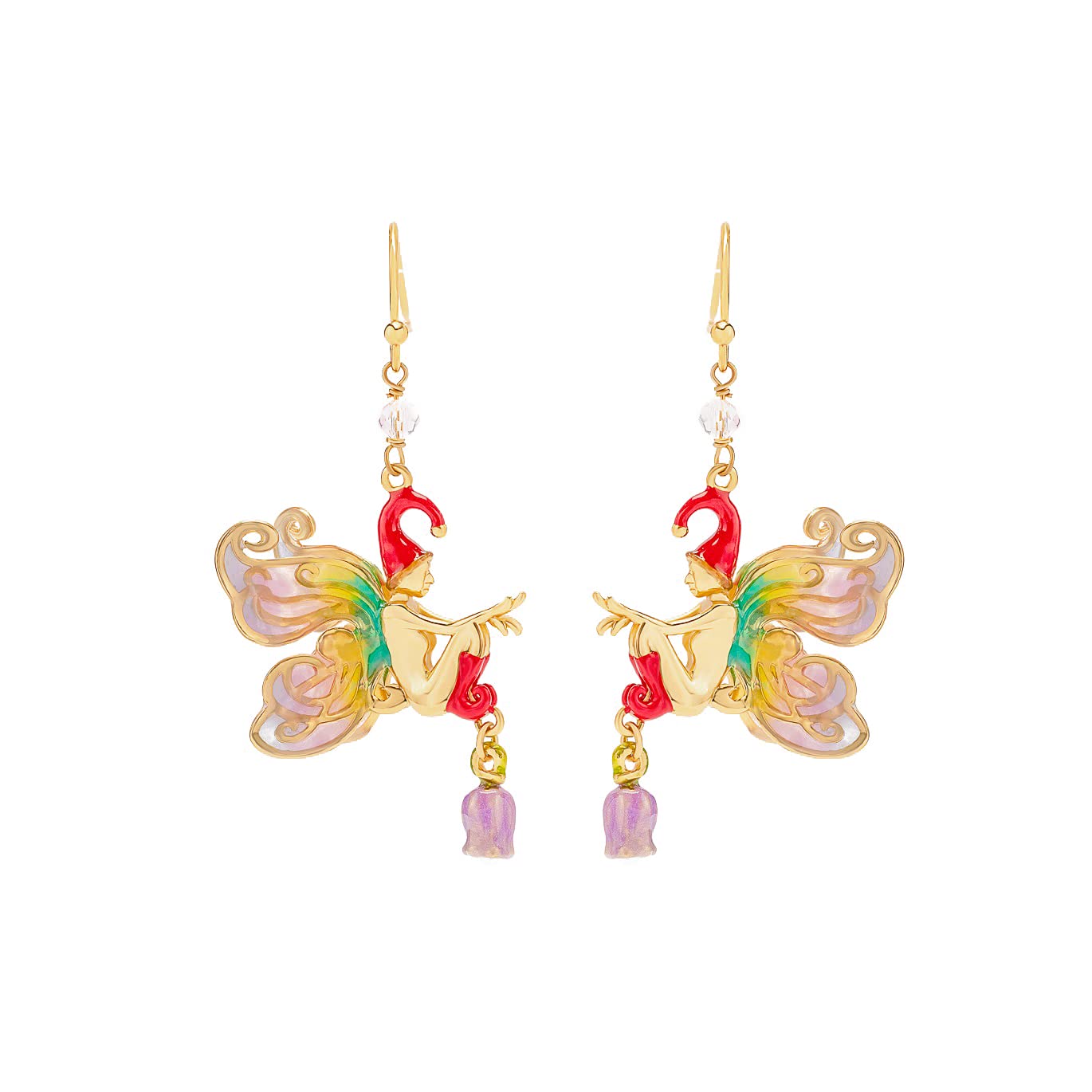Gold Plated Butterfly Tassel Earrings for Women - Dainty Enamel Flower Dangle Earrings - Elegant Jewelry Gift for Birthday, Anniversary & Special Occasions
