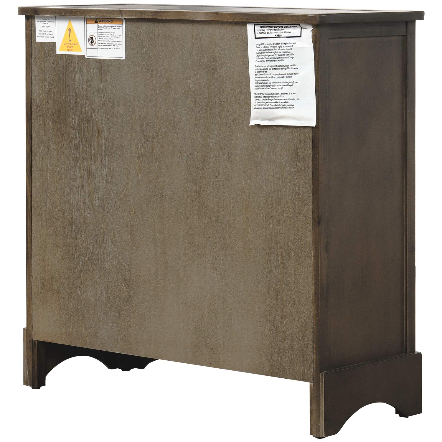 Knocbel Farmhouse Wicker Storage Cabinet with 2 Drawers & Aluminum Handles - Rustic Chest of Drawers Console Table for Entryway, Hallway, Dining & Living Room (Brown Gray) | Perfect for Organizing Blankets, Magazines & Home Decor