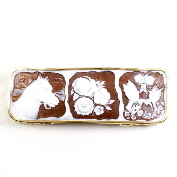 18K Yellow Gold Shell Cameo Brooch - Vintage Handcrafted Jewelry for Women - Perfect for Weddings, Parties & Special Occasions